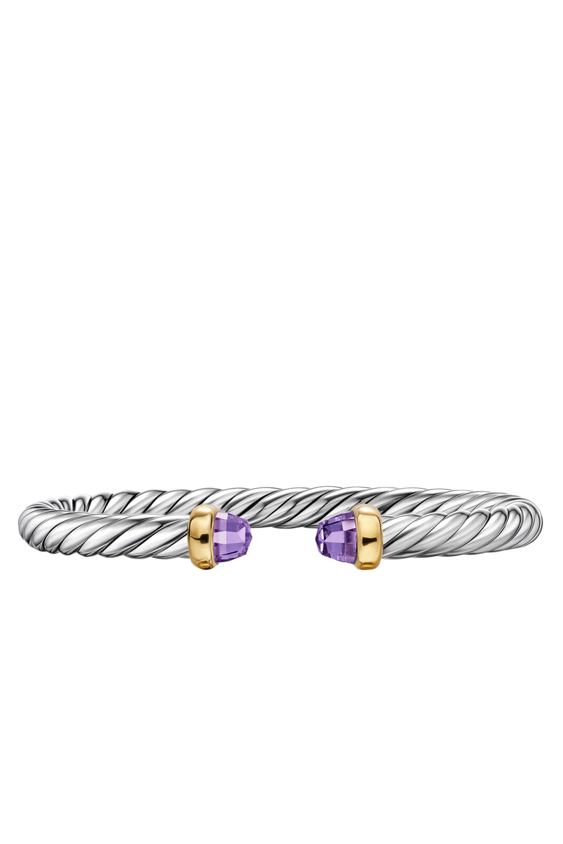 Cable Flex&reg; Bracelet, Sterling Silver, 14K Yellow Gold & Amethyst