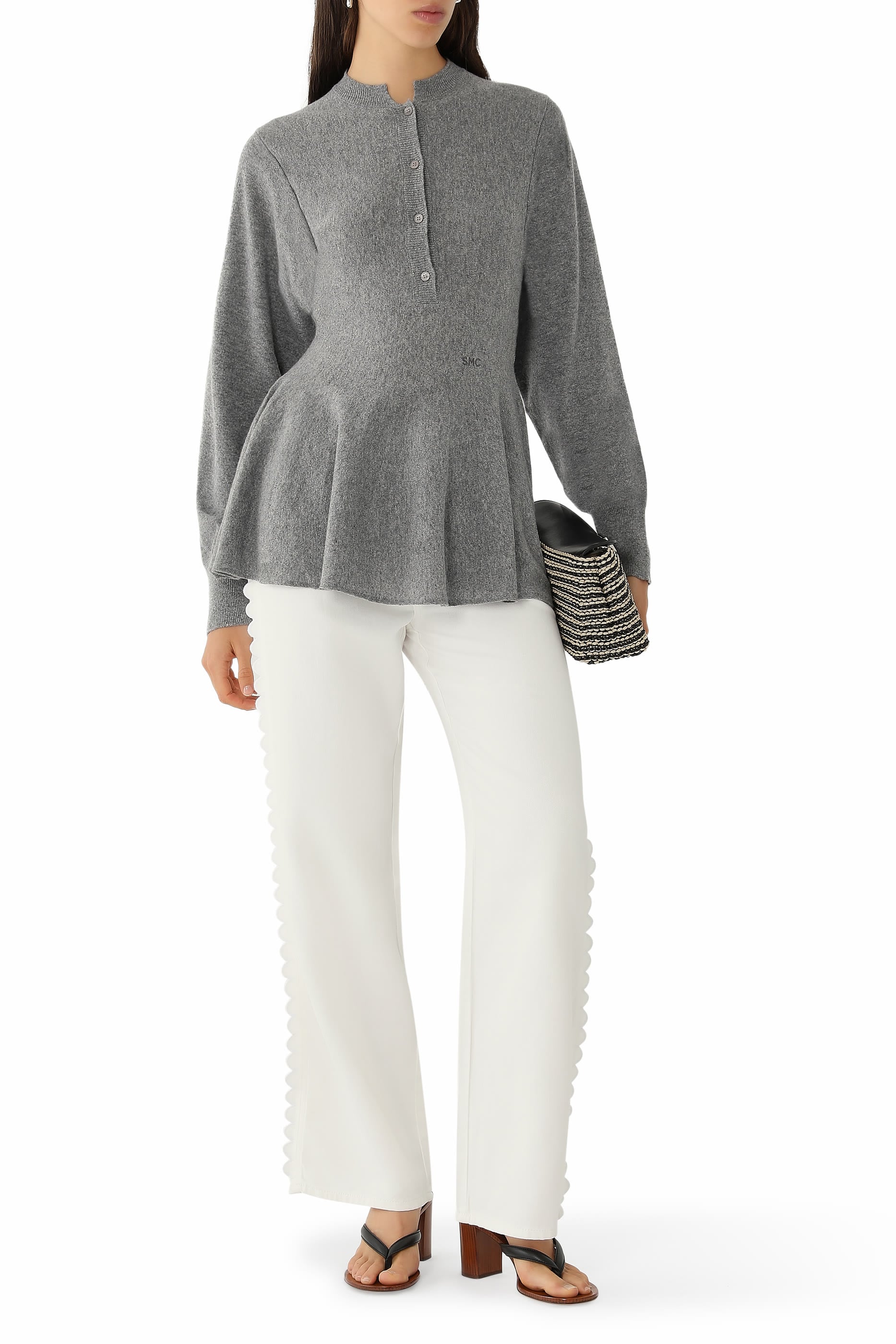 Peplum Knit Button Top 