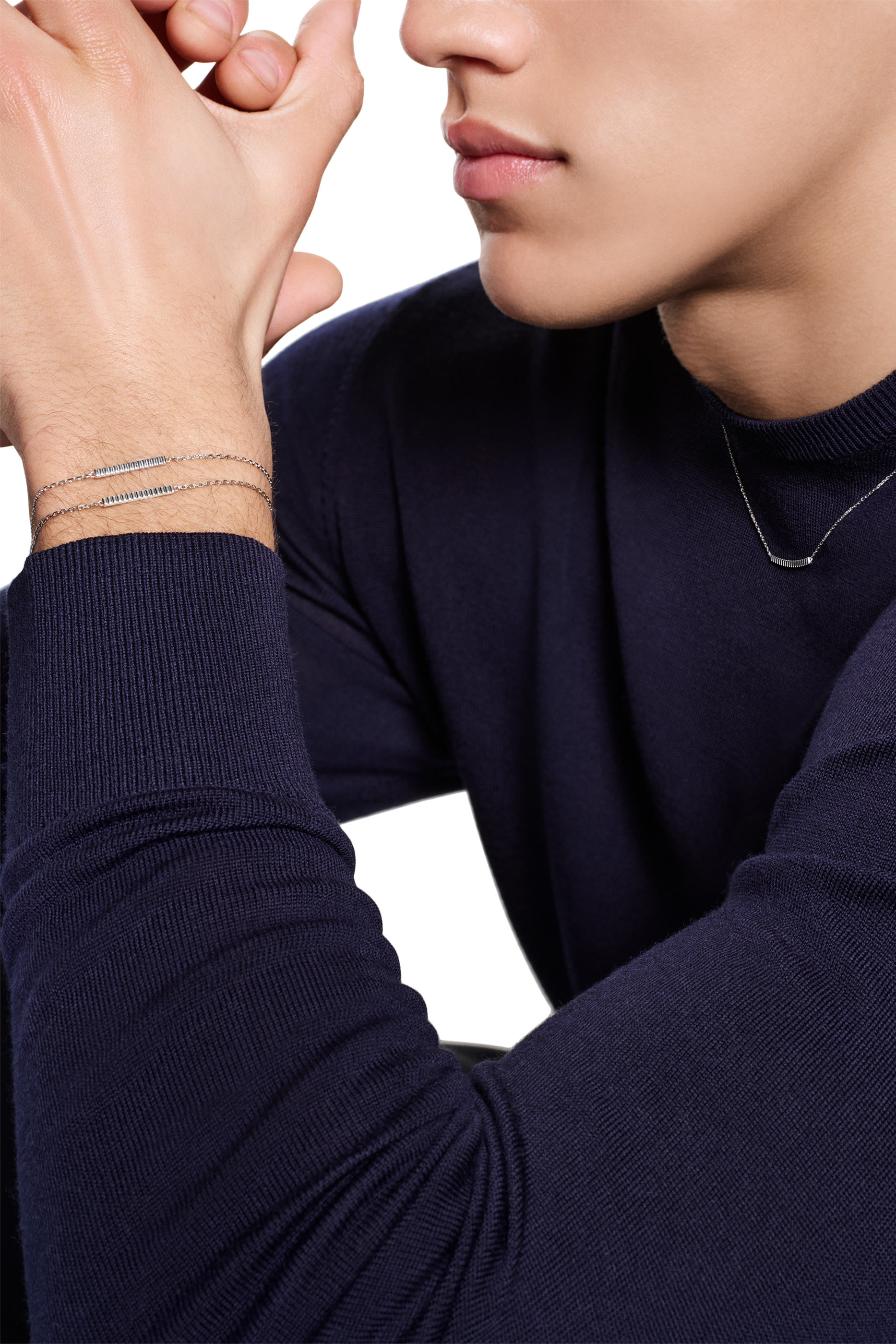 Quatre Grosgrain Chain Bracelet, 18K White Gold