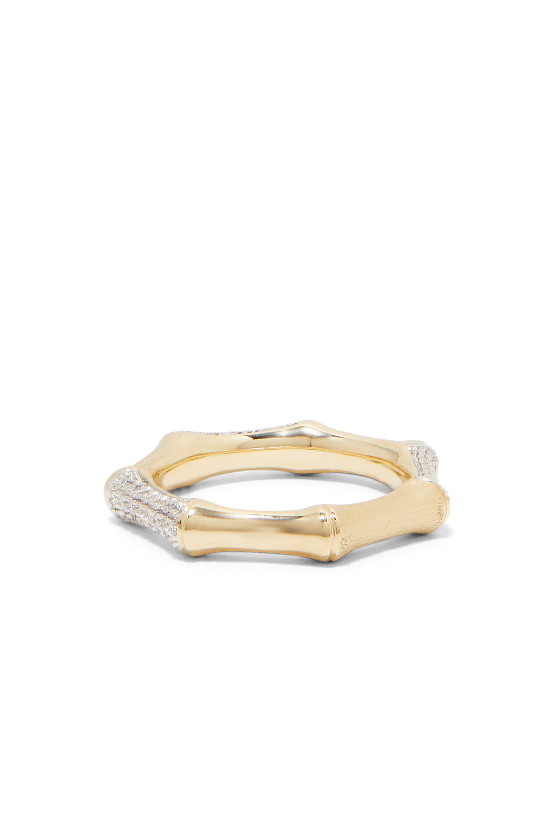 Bamboo Ring, 14k Yellow Gold & Diamonds