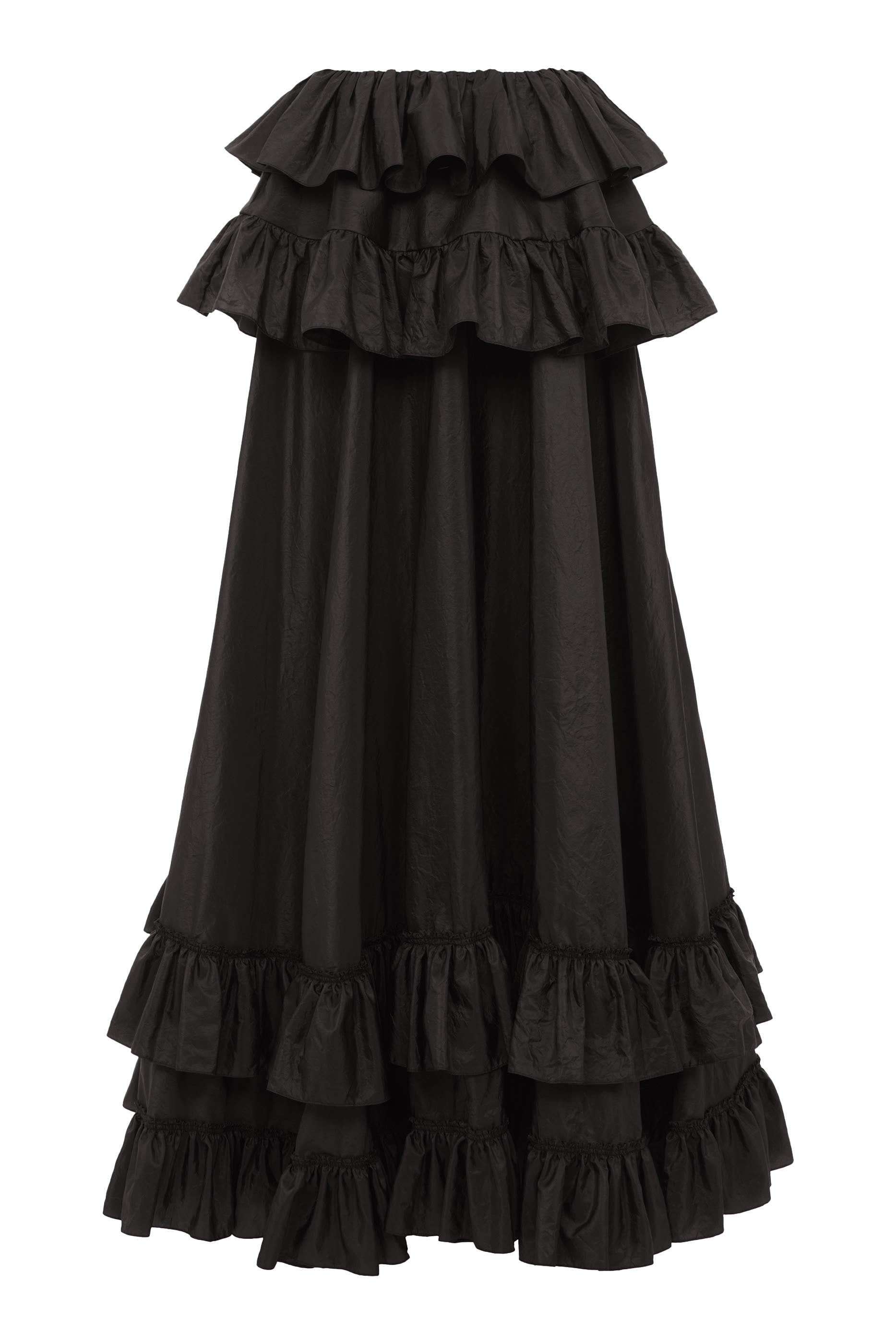 Tiered Maxi Skirt in Washed Silk Taffeta 