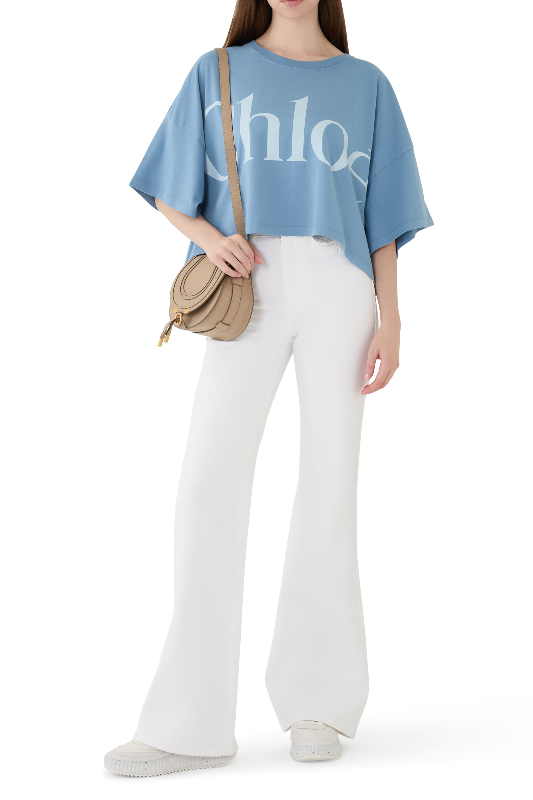 Crop Boxy Logo T-Shirt in Cotton Jersey