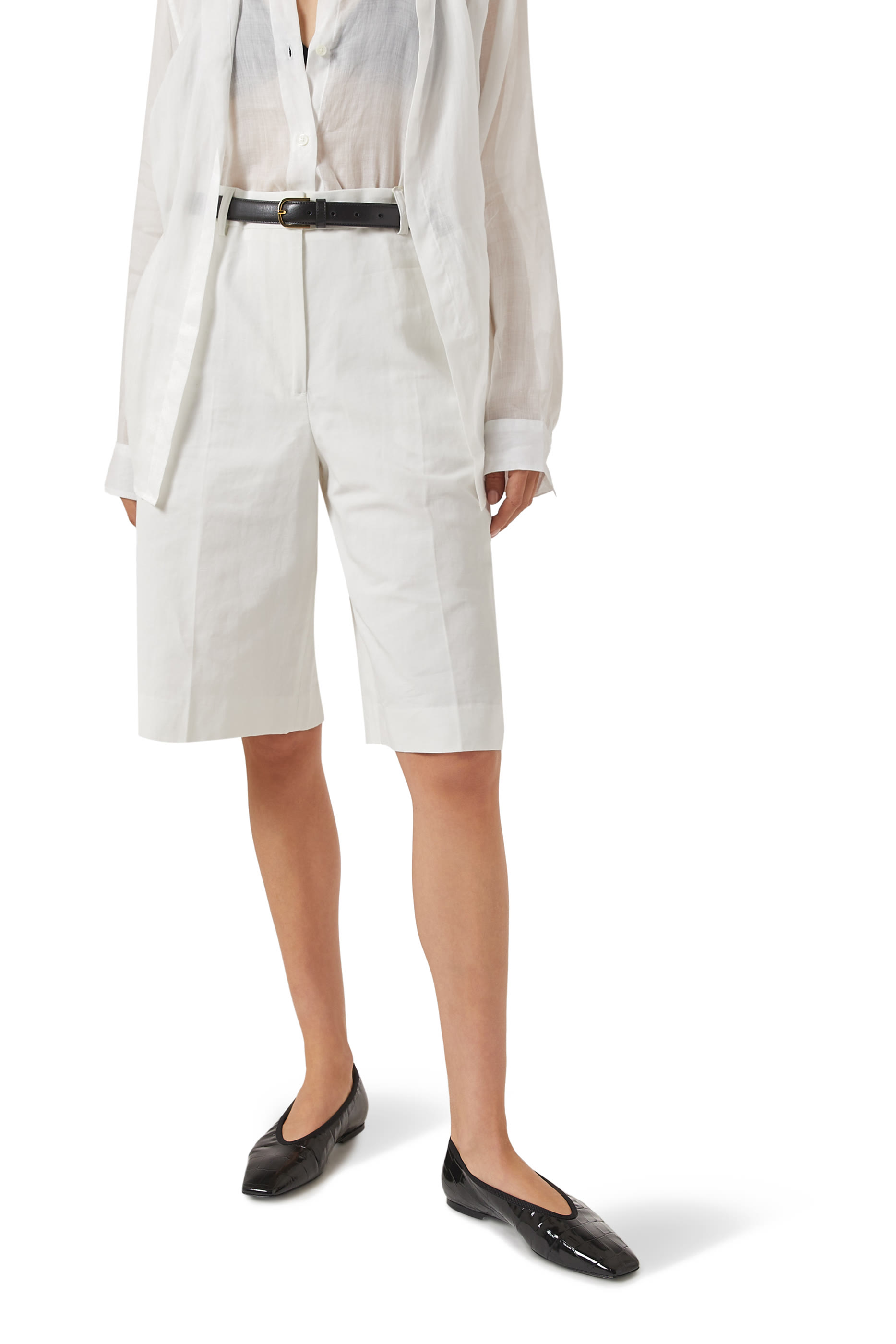 Minimalist Croco-Embossed Ballerinas