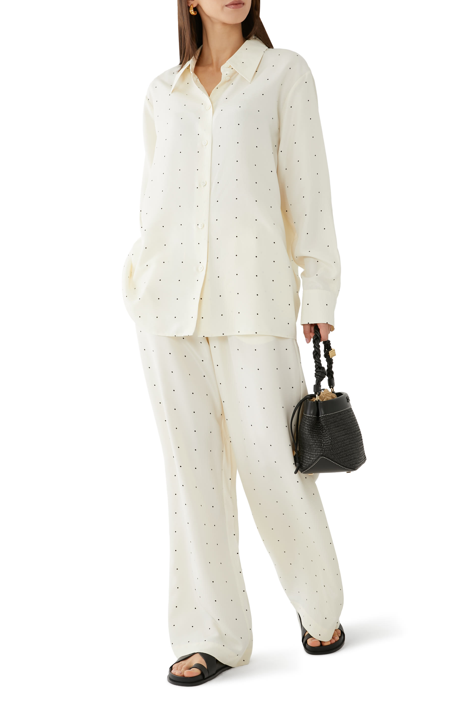 Relaxed Silk Dotted Trousers