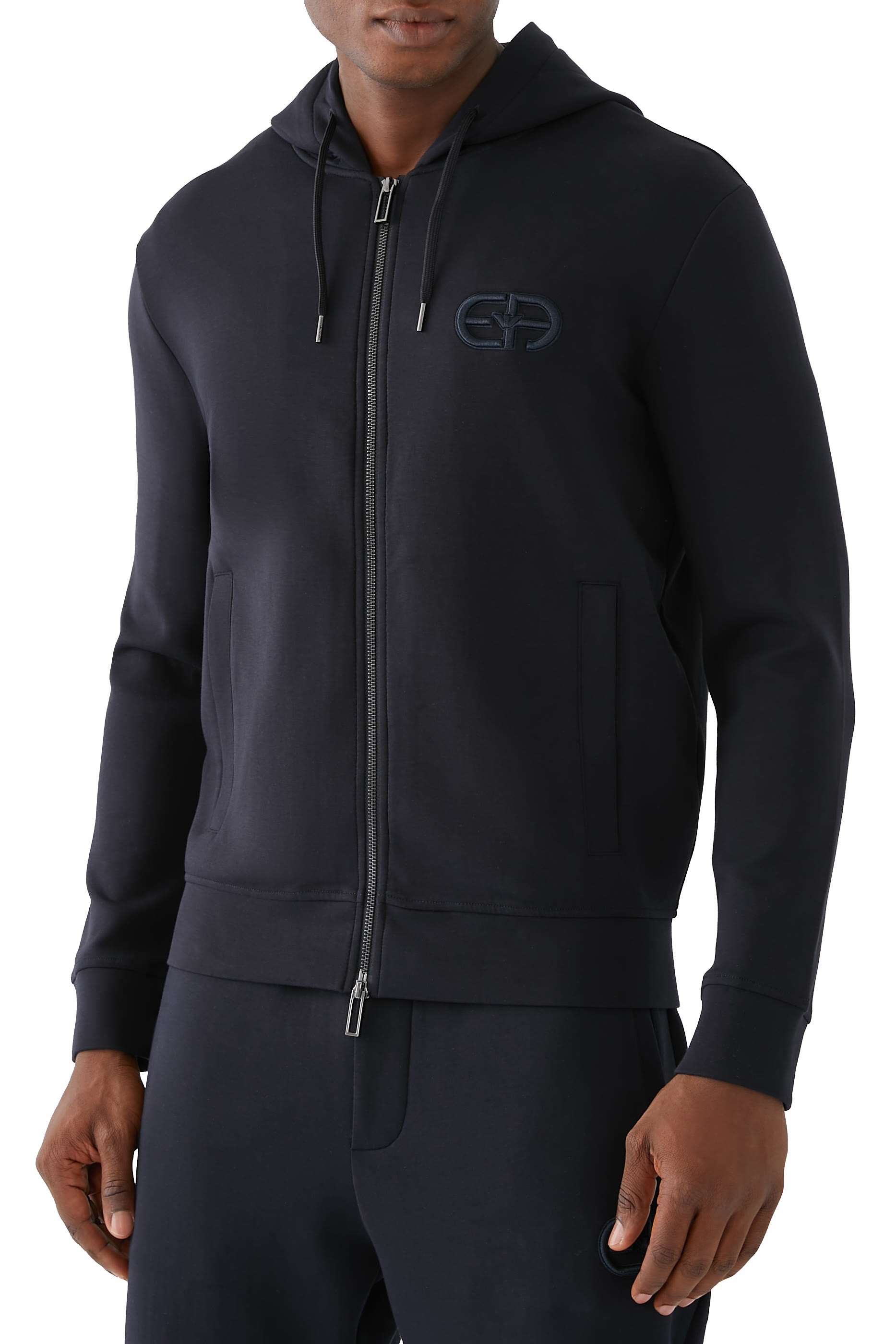 Double-Jersey Zip-Up Hooded Sweatshirt