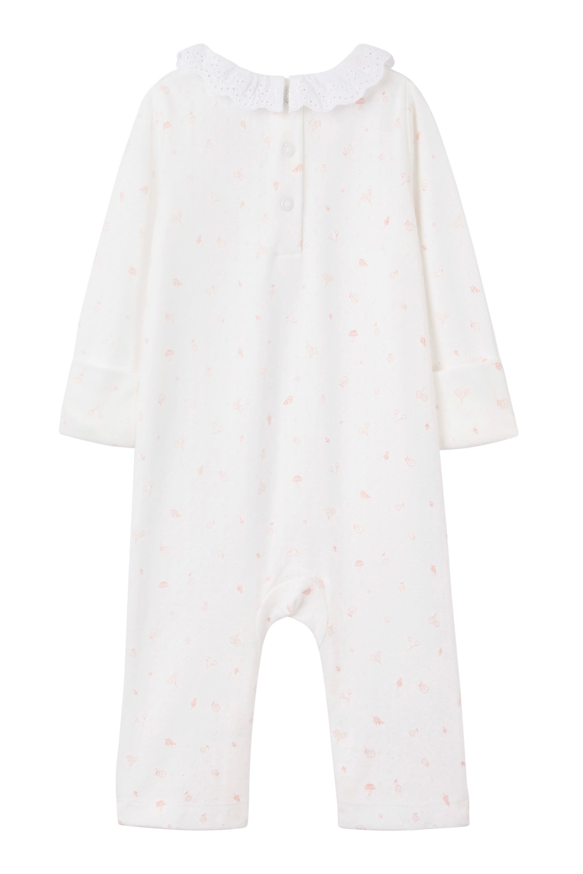 Kids Organic Cotton Ottilie Floral Lace Collar Pointelle Sleepsuit