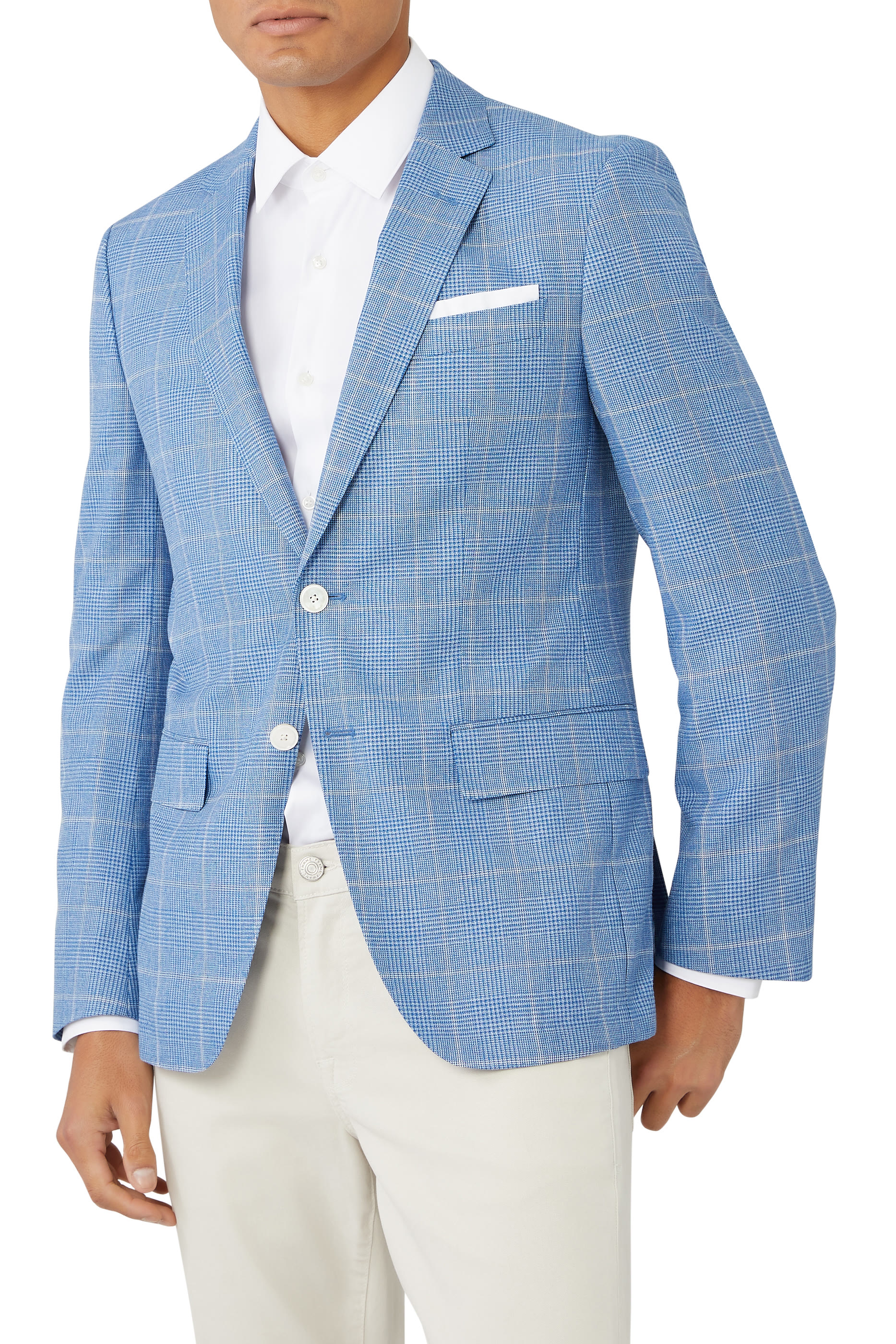 Slim-Fit Checkered Suit Jacket