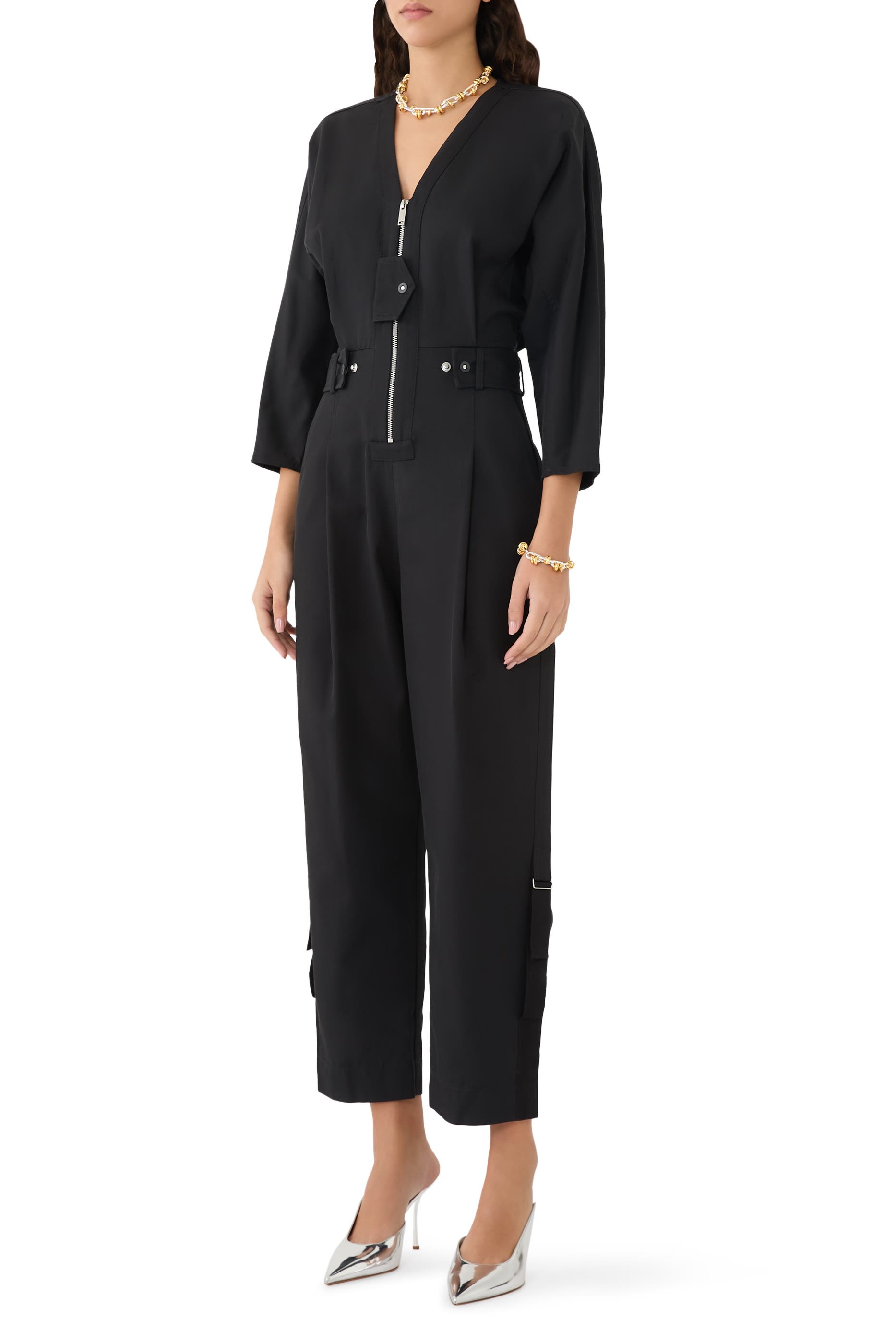 3/4 Sleeves Utility Jumpsuit