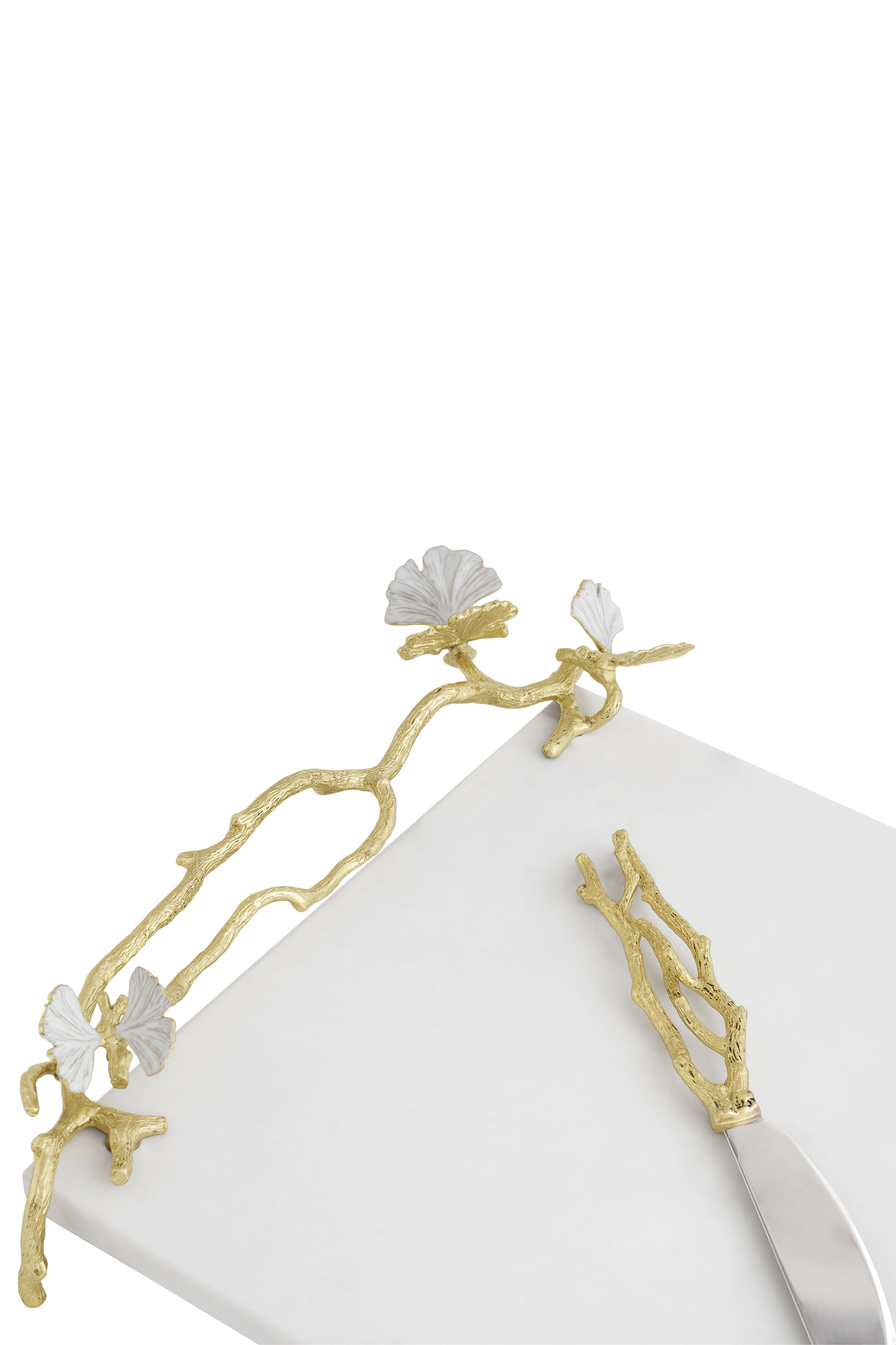 Butterfly Ginkgo Gold Cheese Board with Spreader