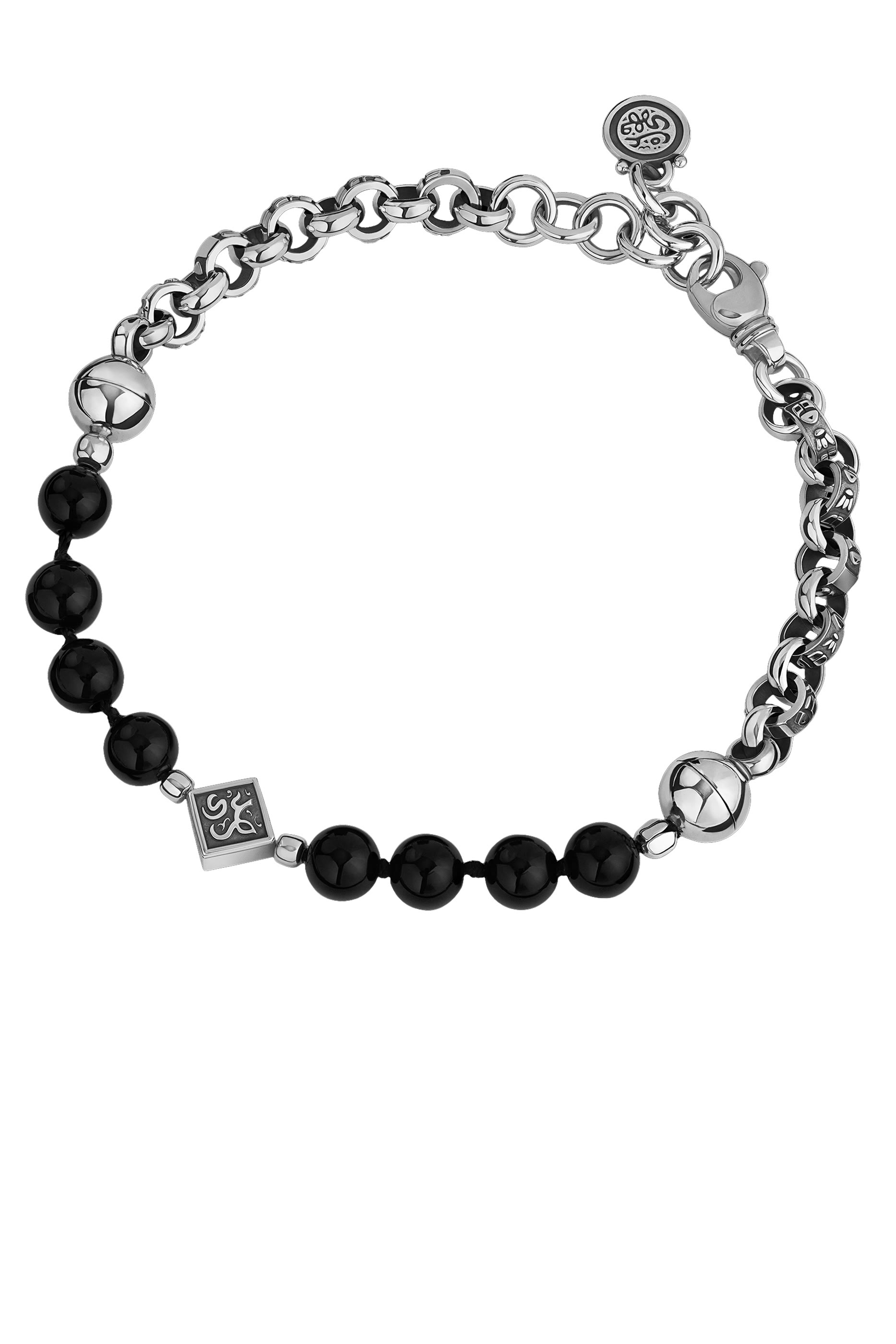 Eternity Bracelet For Him, Sterling Silver & Black Onyx