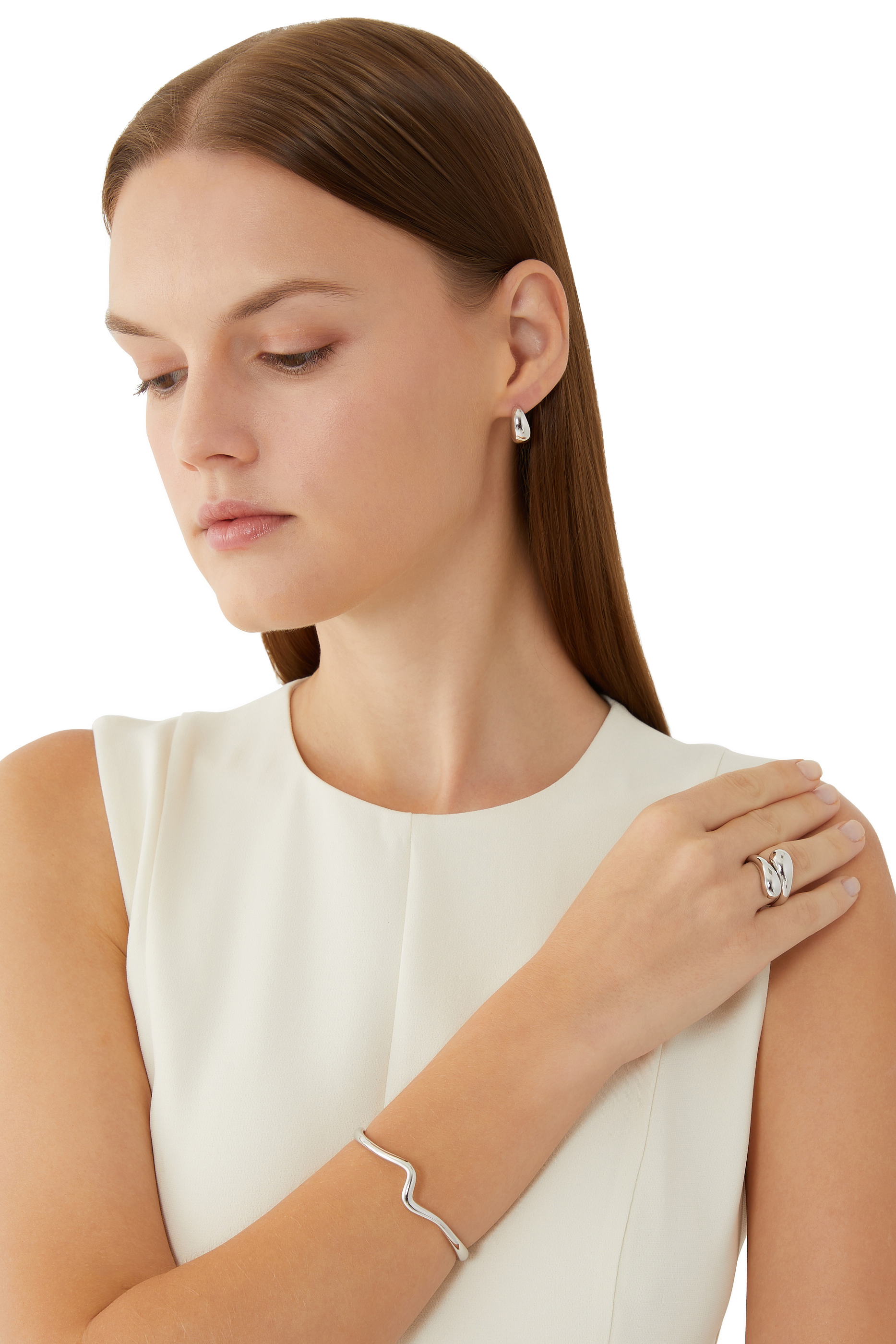 Molten Wave Cuff Bracelet, Recycled Sterling Silver