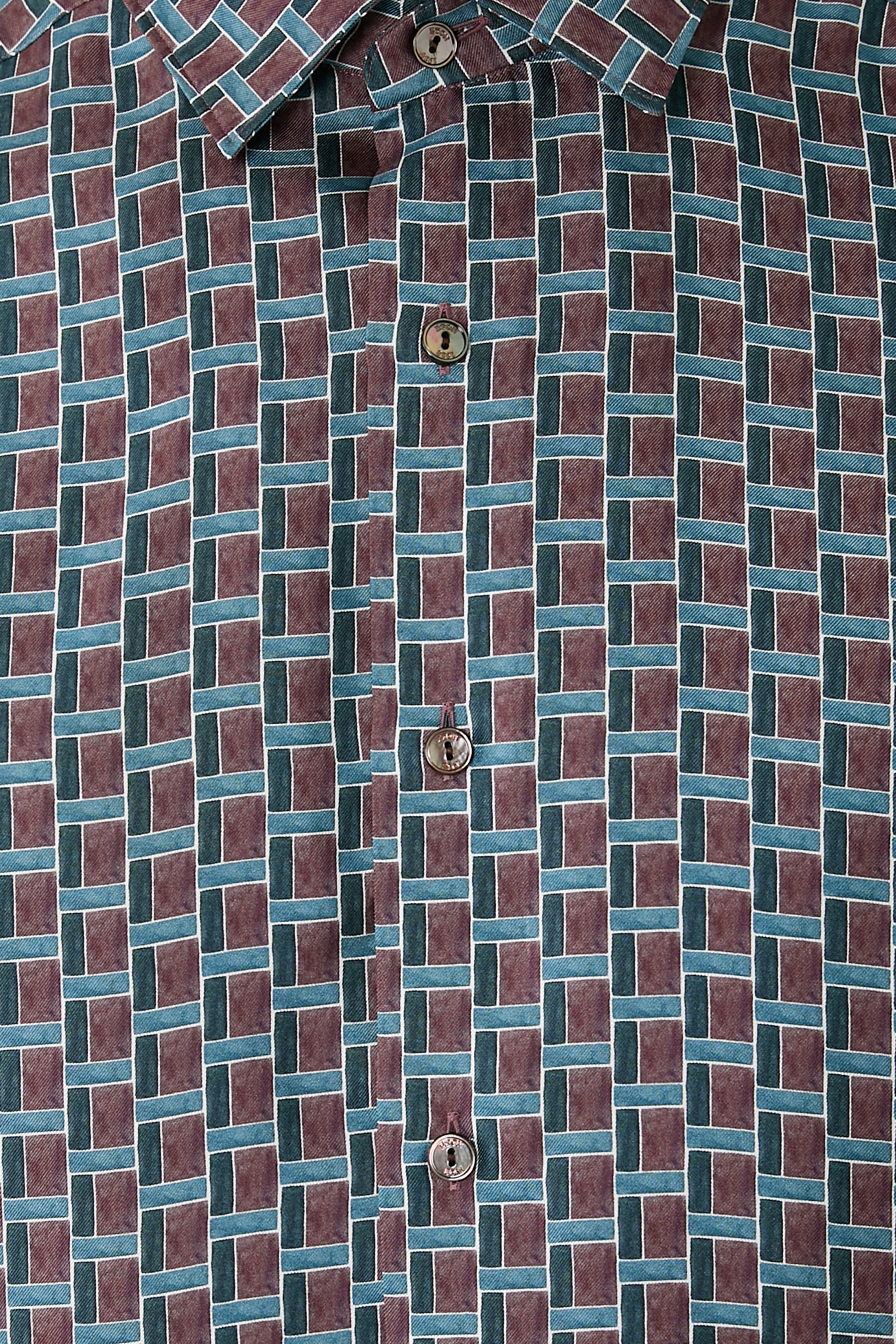 Geometric Print Silk Twill Shirt