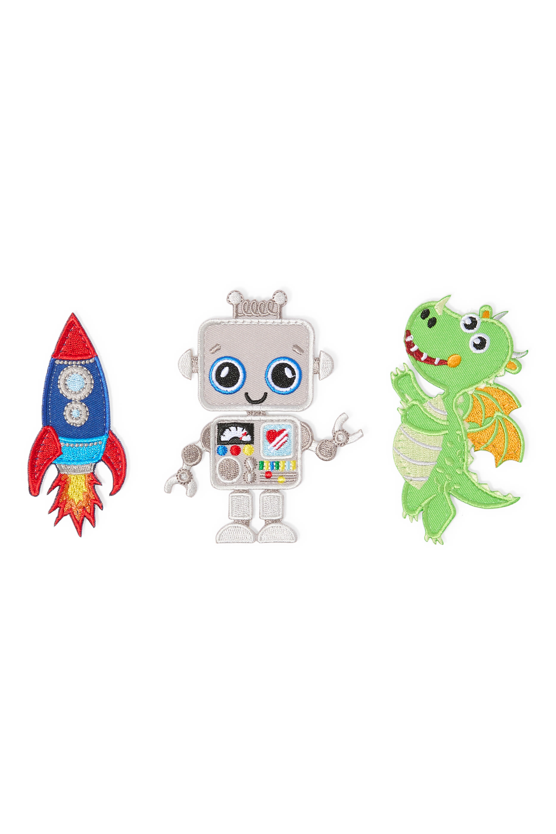 Kids Robot, Spaceship and Dragon Patch Set