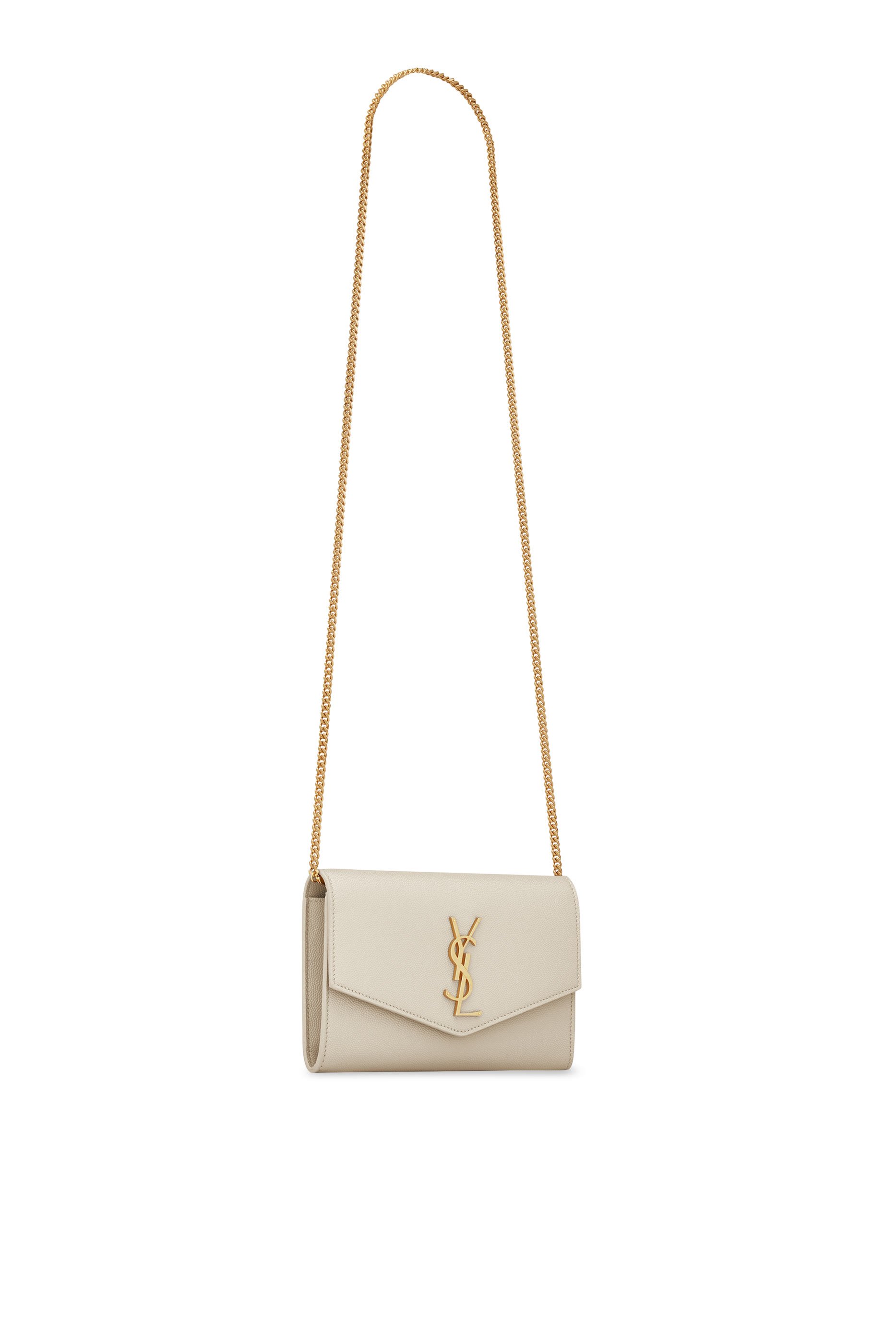 Uptown Chain Wallet In Grain De Poudre Embossed Leather 