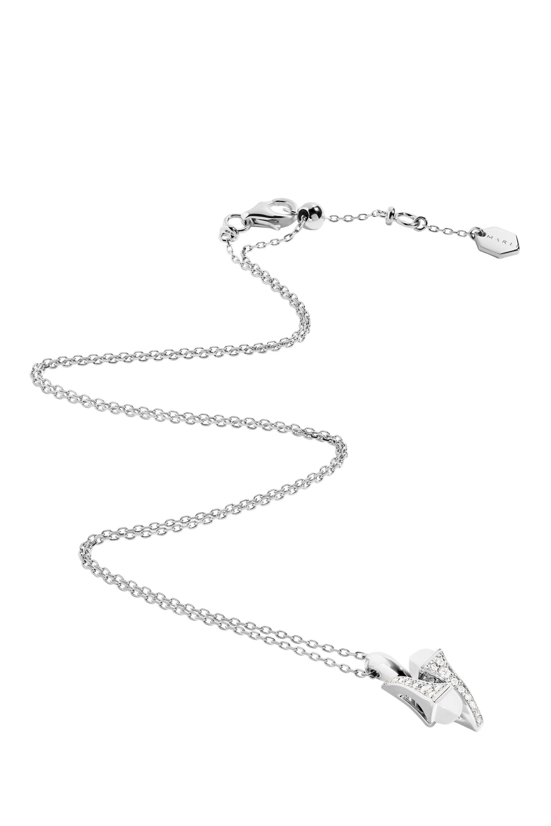 Cleo Huggie Pendant, 18k White Gold & Agate, Diamonds