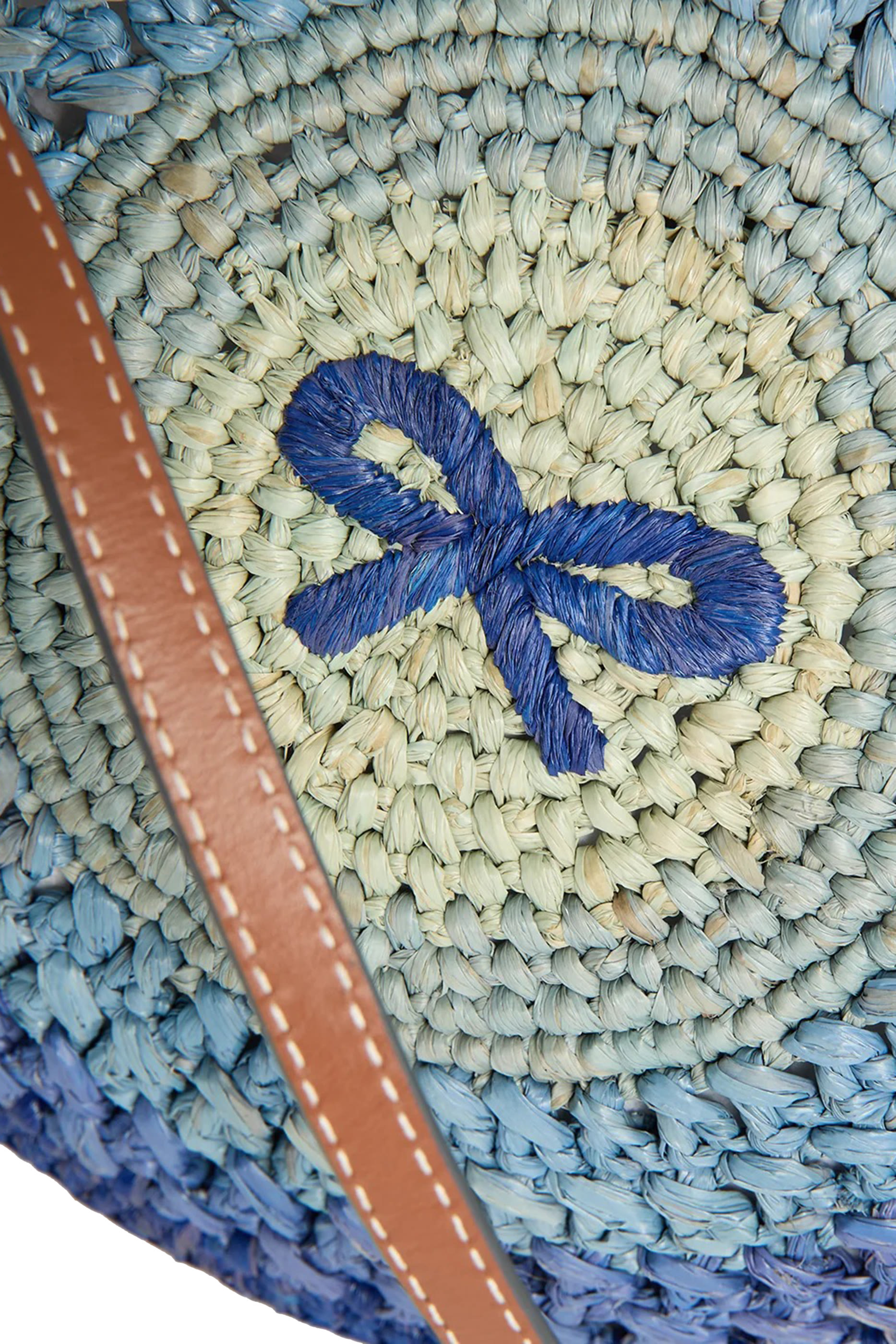 Raffia Small Round Bow Tote Bag