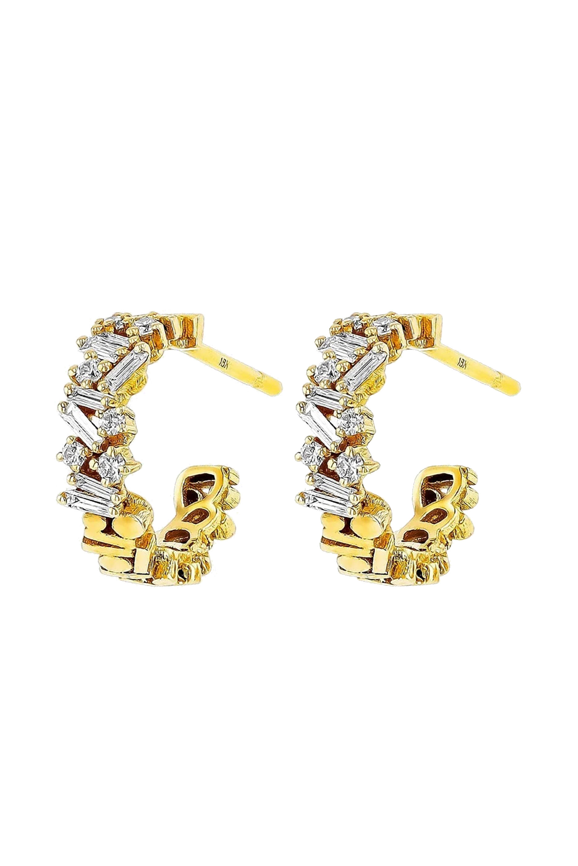 Fireworks Diamond Hoop Earrings, 18k Yellow Gold & Diamonds