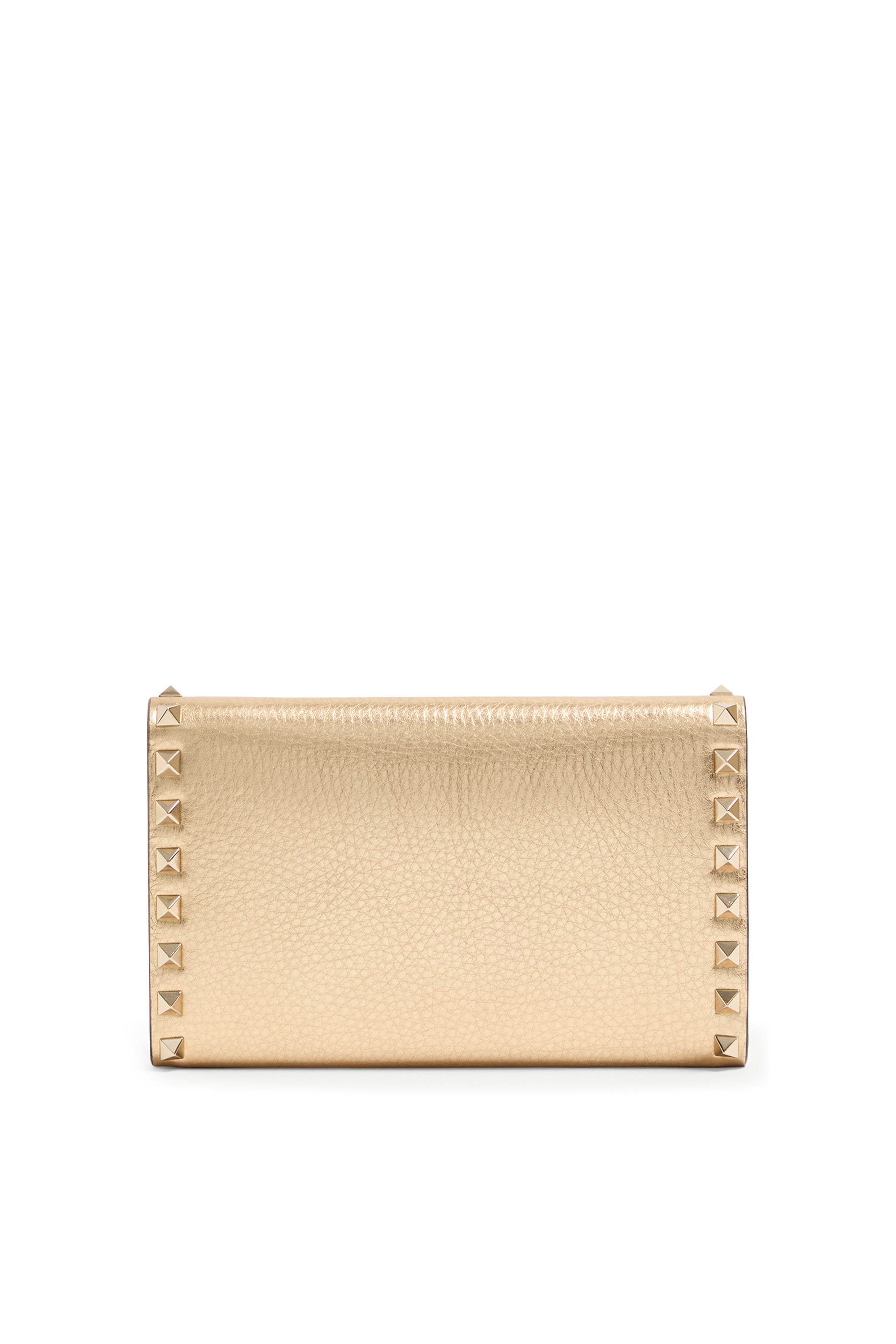 Rockstud Grainy Calfskin Wallet with Chain Strap