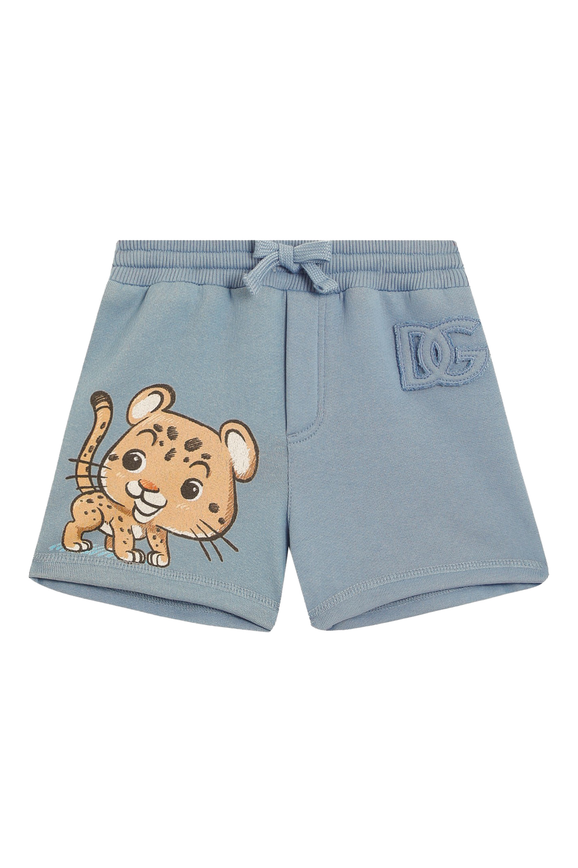 Kids Leopard Print & DG Patch Fleece Bermuda Shorts