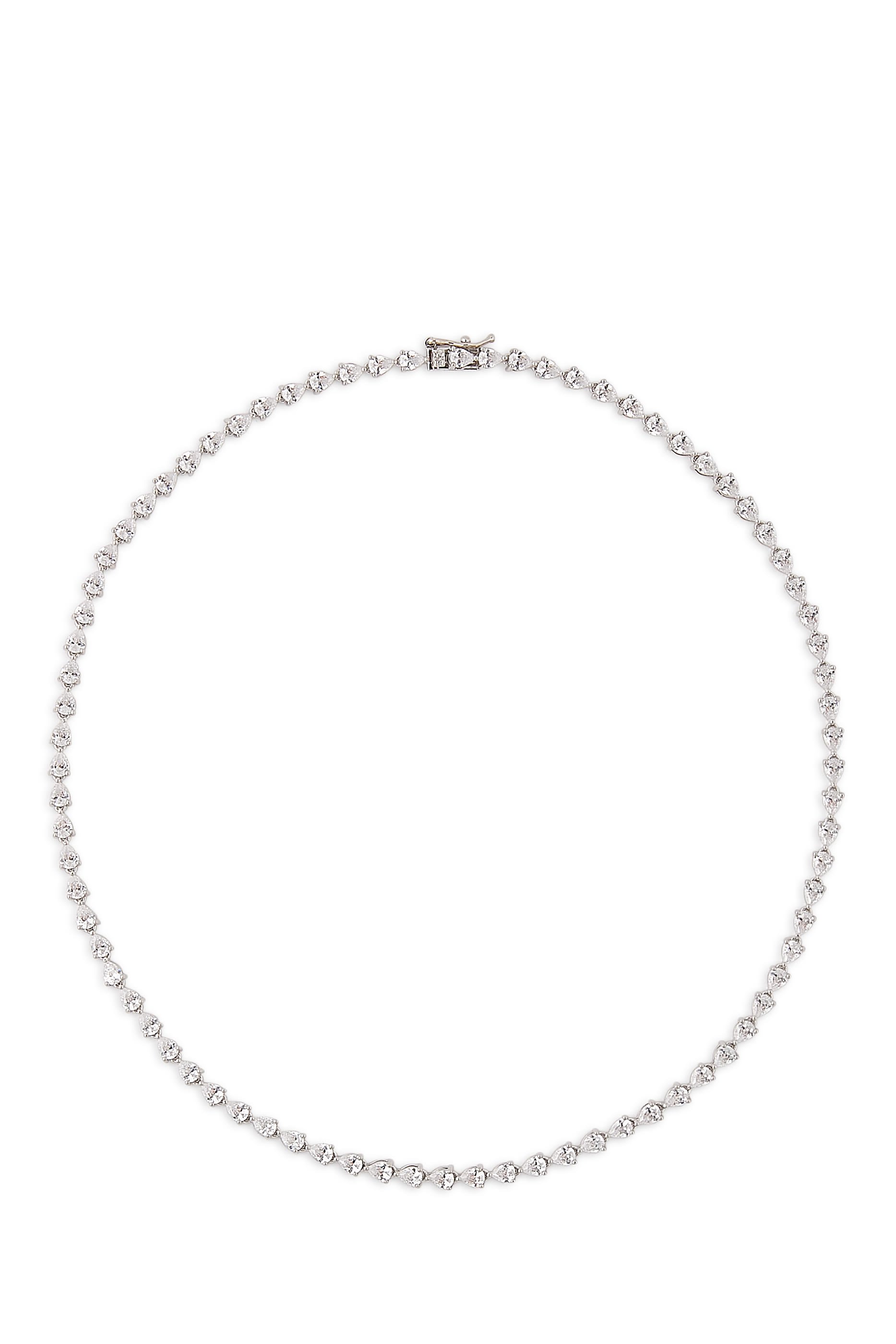  Tennis Necklace, Rhodium Plated Brass & Cubic Zirconia