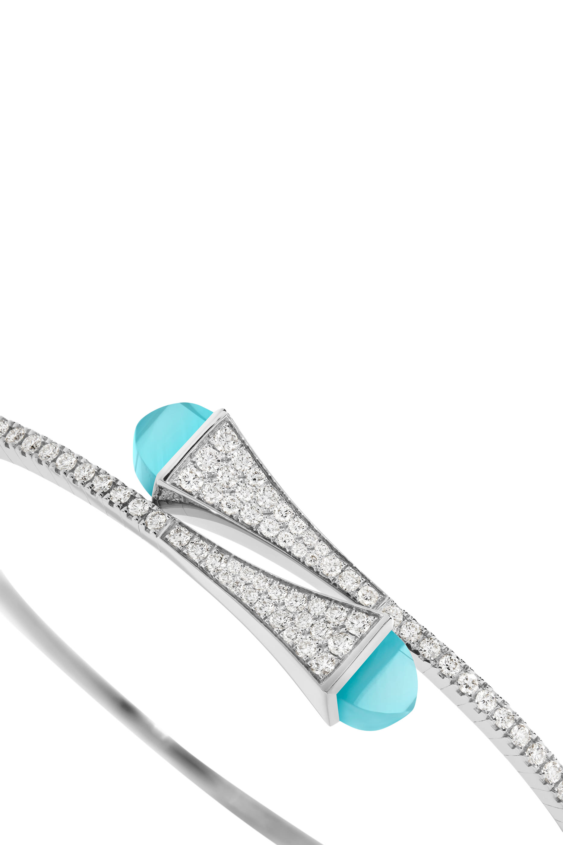 Cleo Midi Slip-On Bracelet, 18k White Gold with Diamonds & Blue Chalcedony