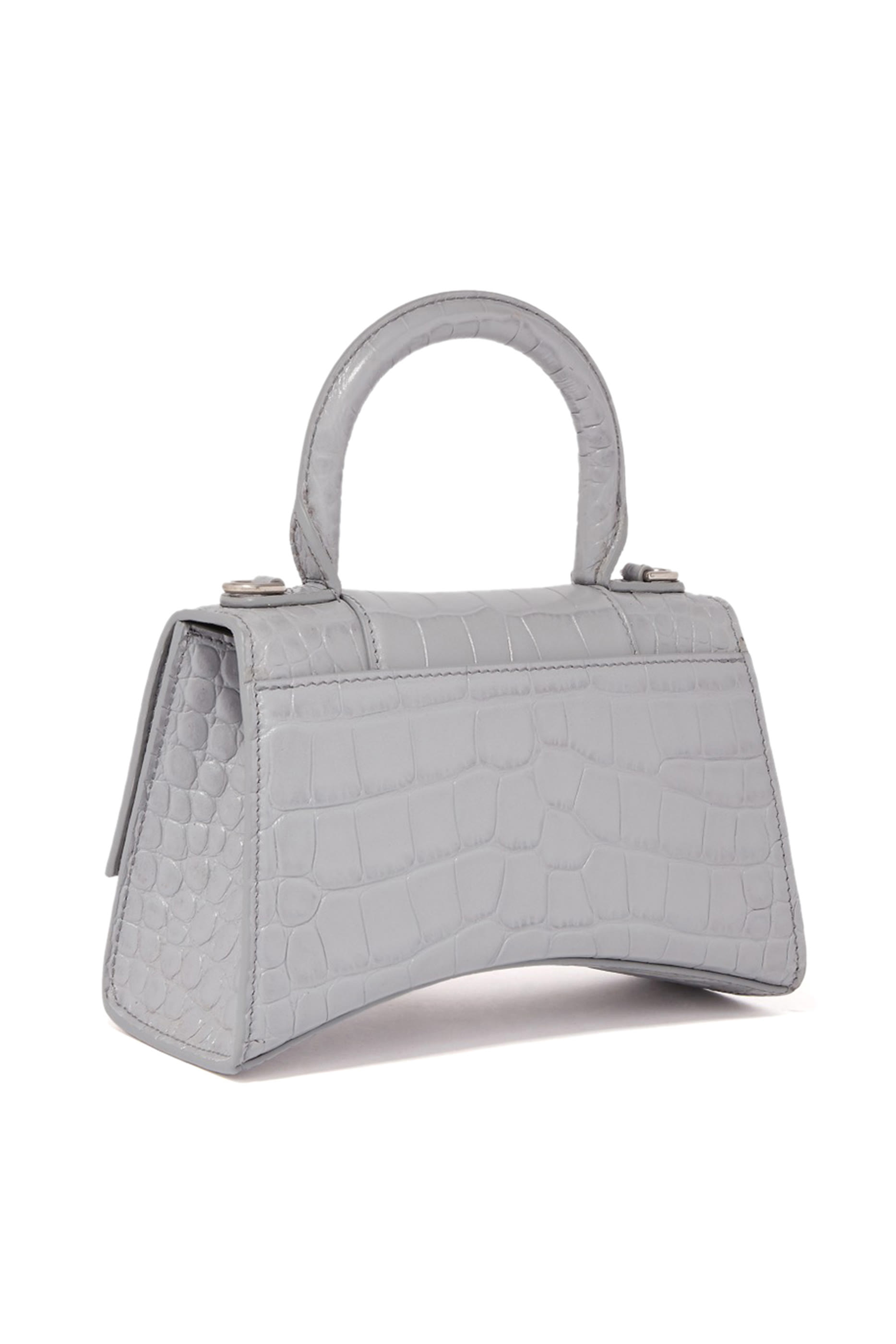 Hourglass XS Crocodile-Effect Top Handle Bag
