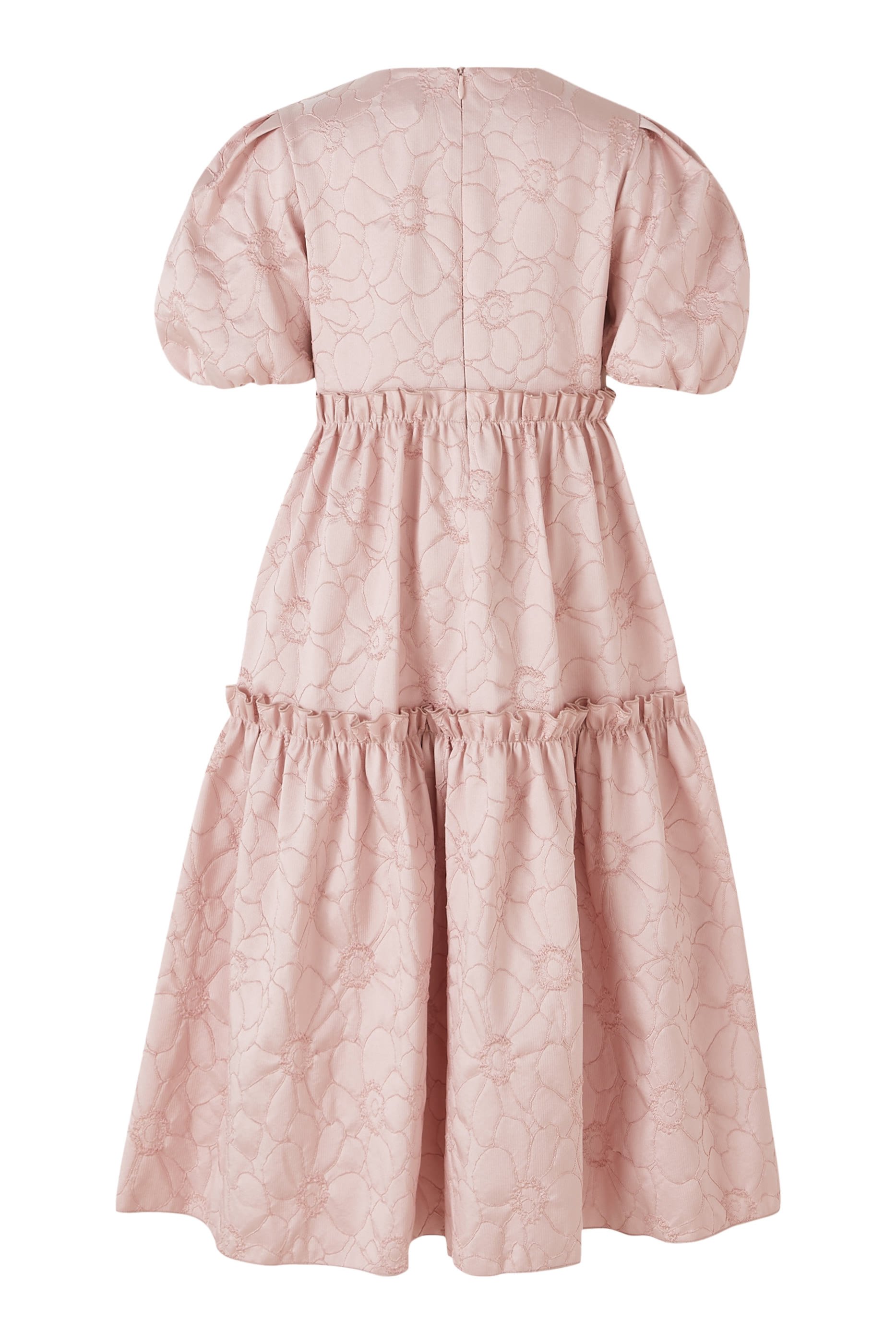 Kids 3D Flowers Puffy Sleeves Dress