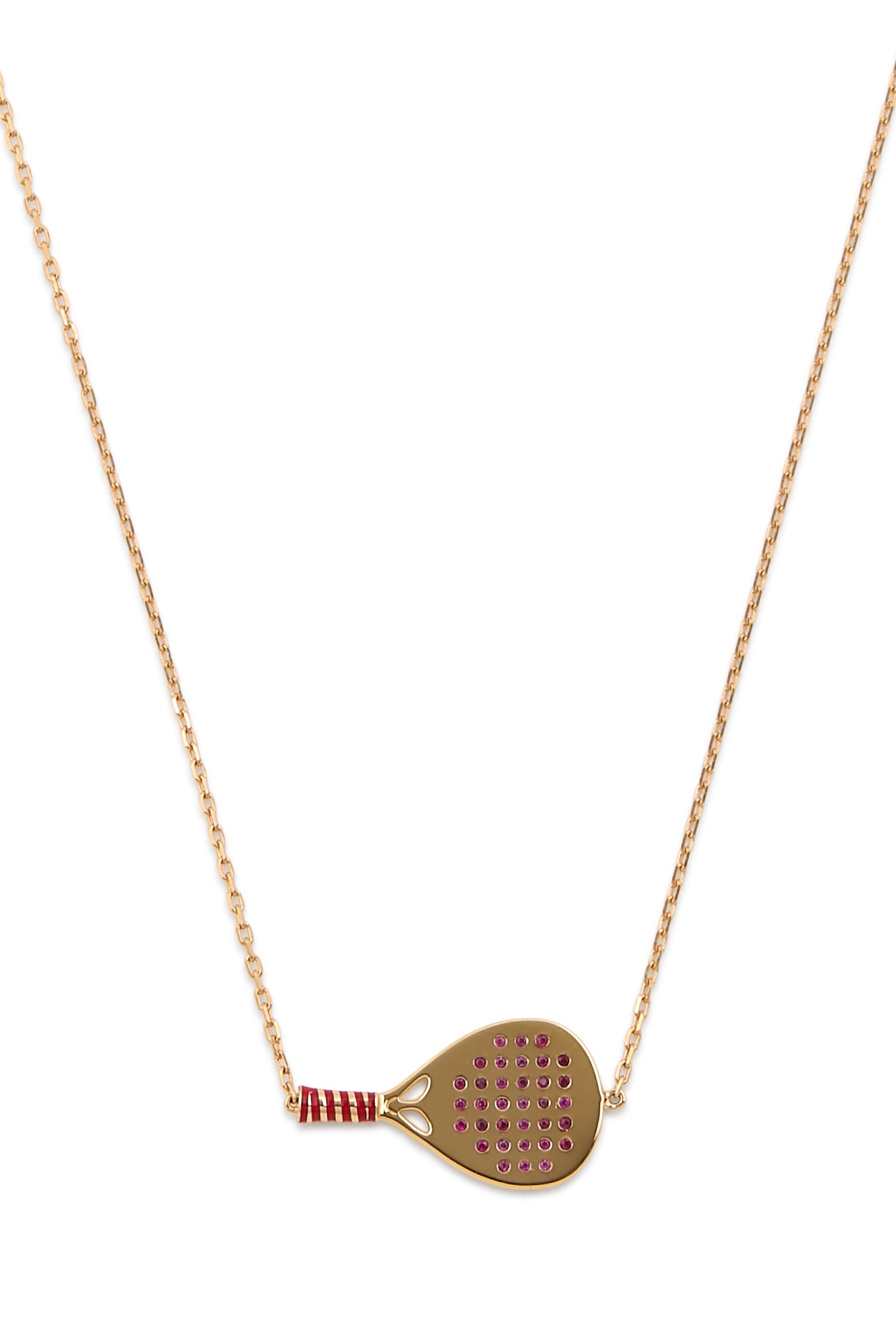 Padel Racket Pendant, 18K Yellow Gold with Diamonds & Enamel