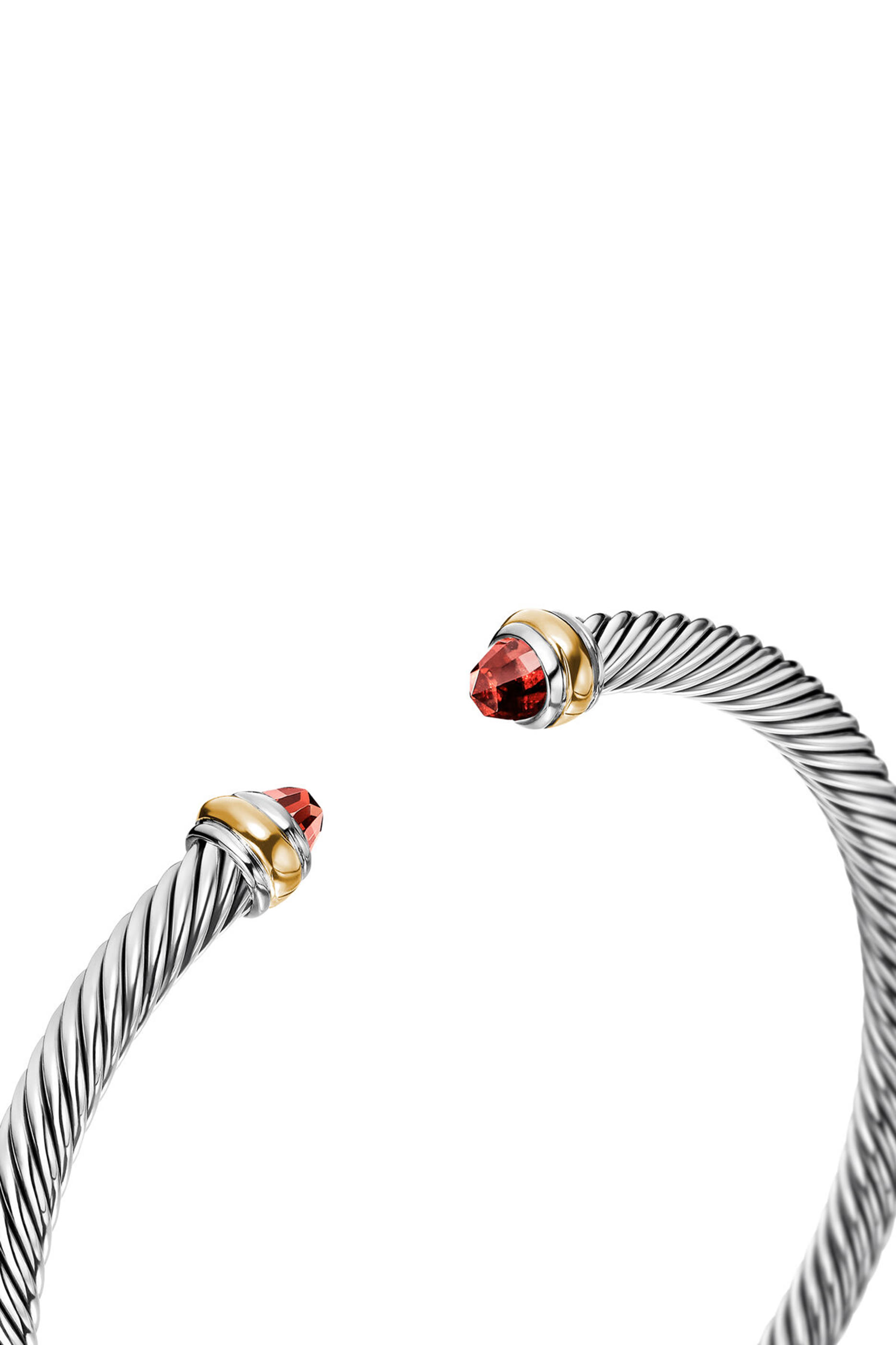 Classic Cable Bracelet, , 18k Yellow Gold with Sterling Silver & Garnets