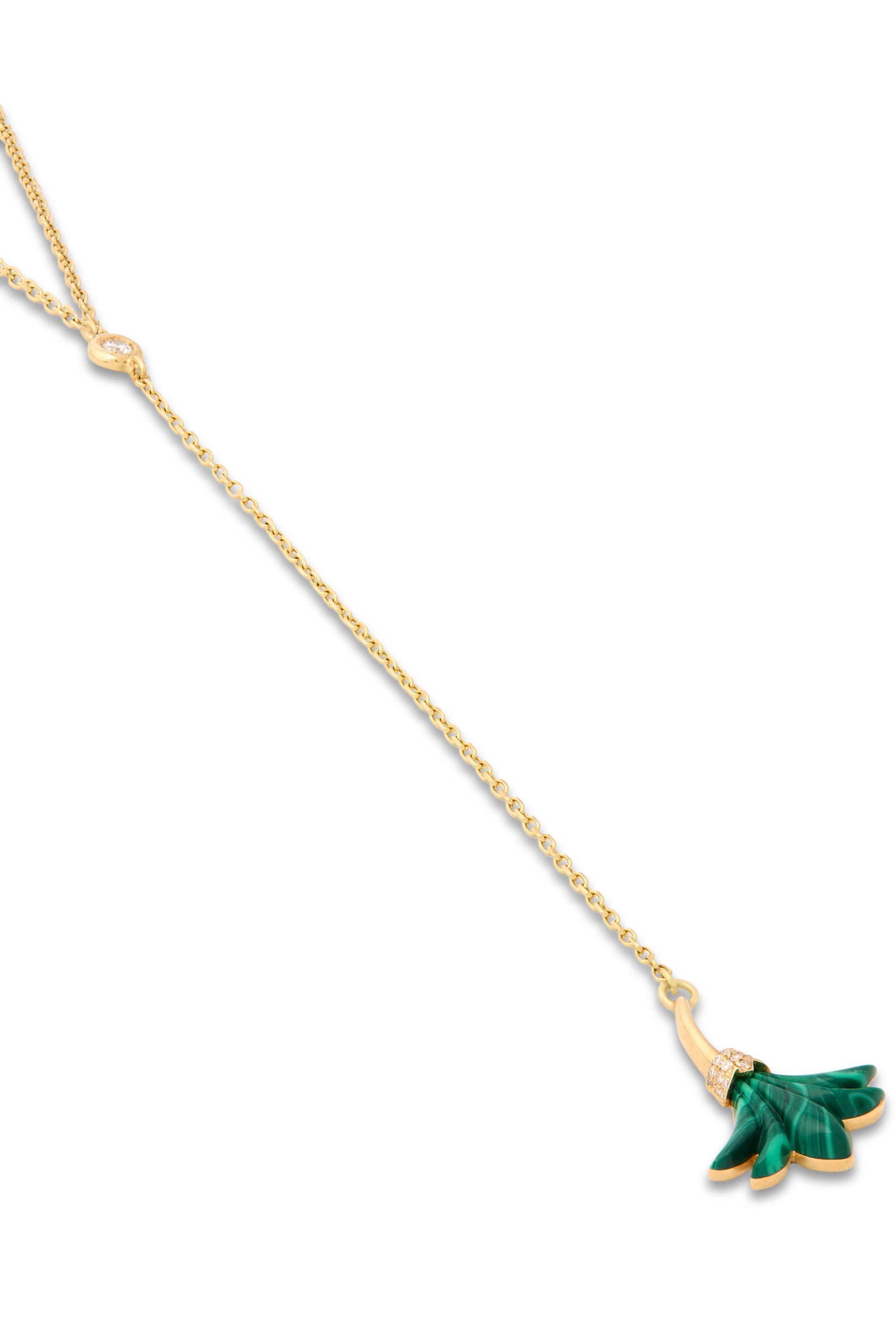 Psychedeliah Long Diamond Necklace, 18K Yellow Gold, Diamonds & Malachite 