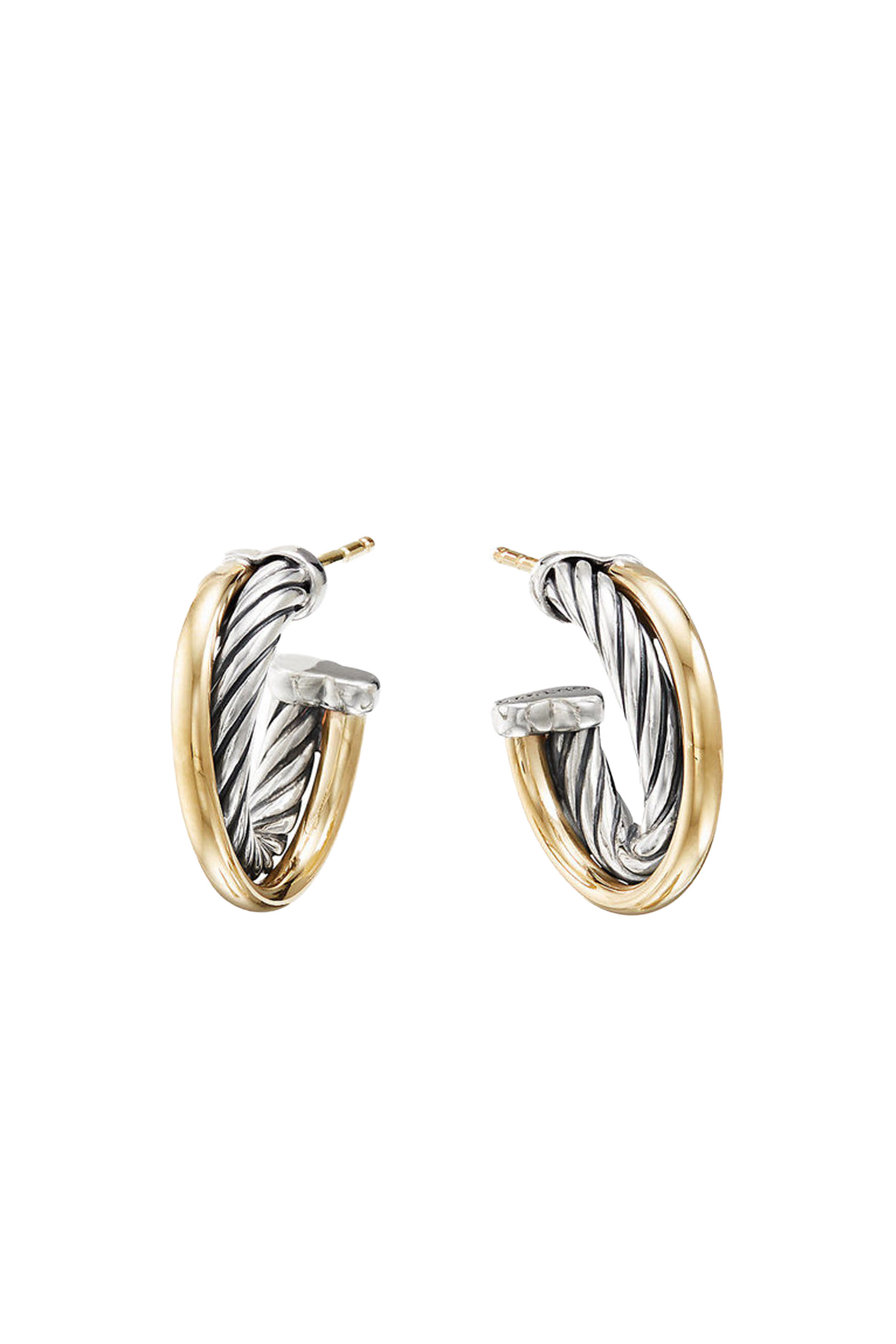 Crossover Hoop Earrings, 18k Yellow Gold & Sterling Silver