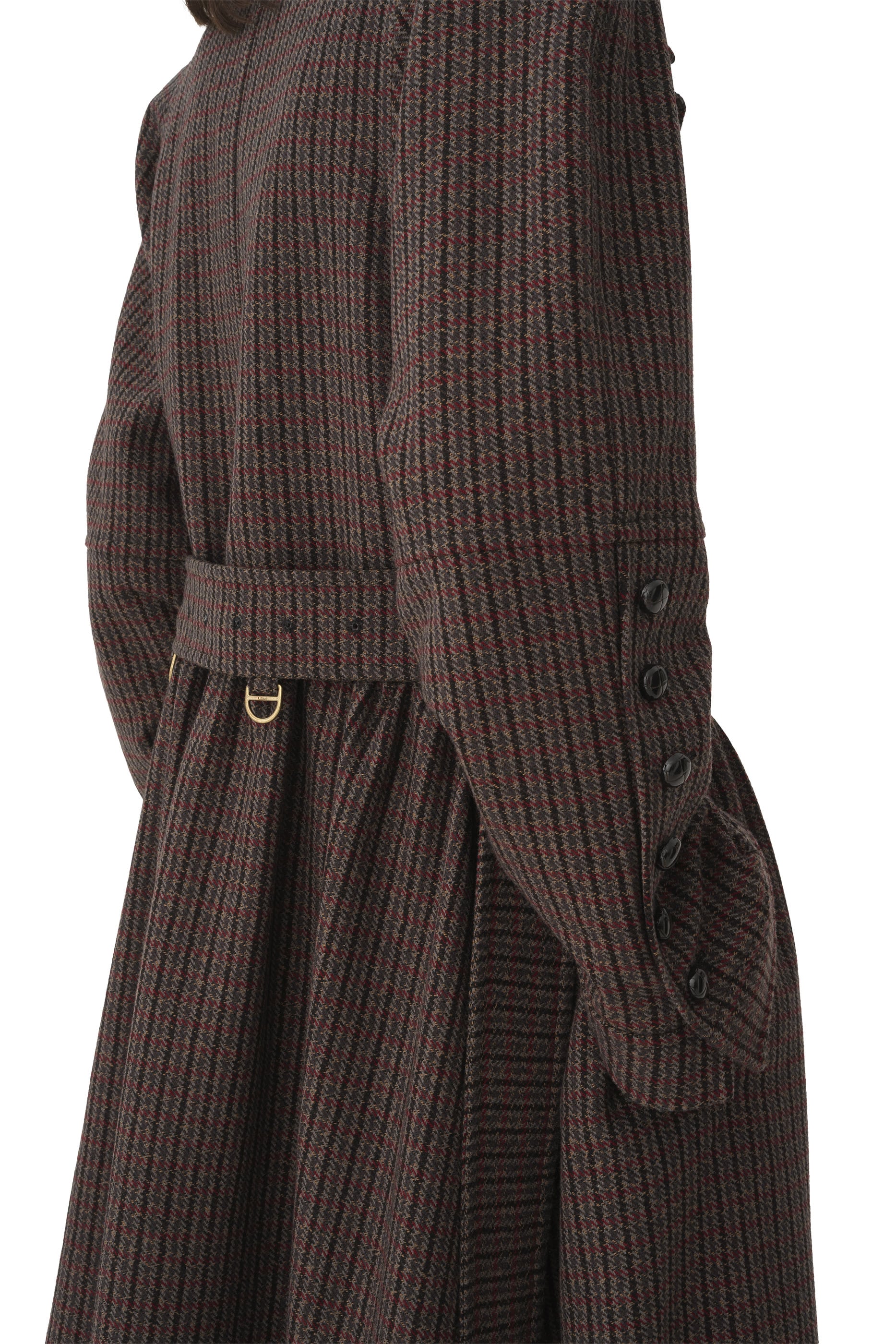 Double-Breasted Riding Coat in Houndstooth Wool