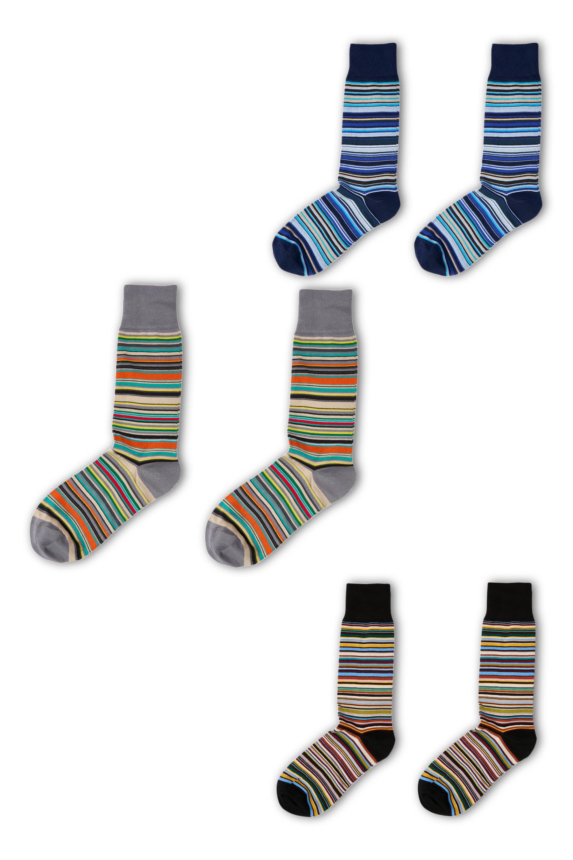 Stripes Cotton-Blend Socks, Set of 3