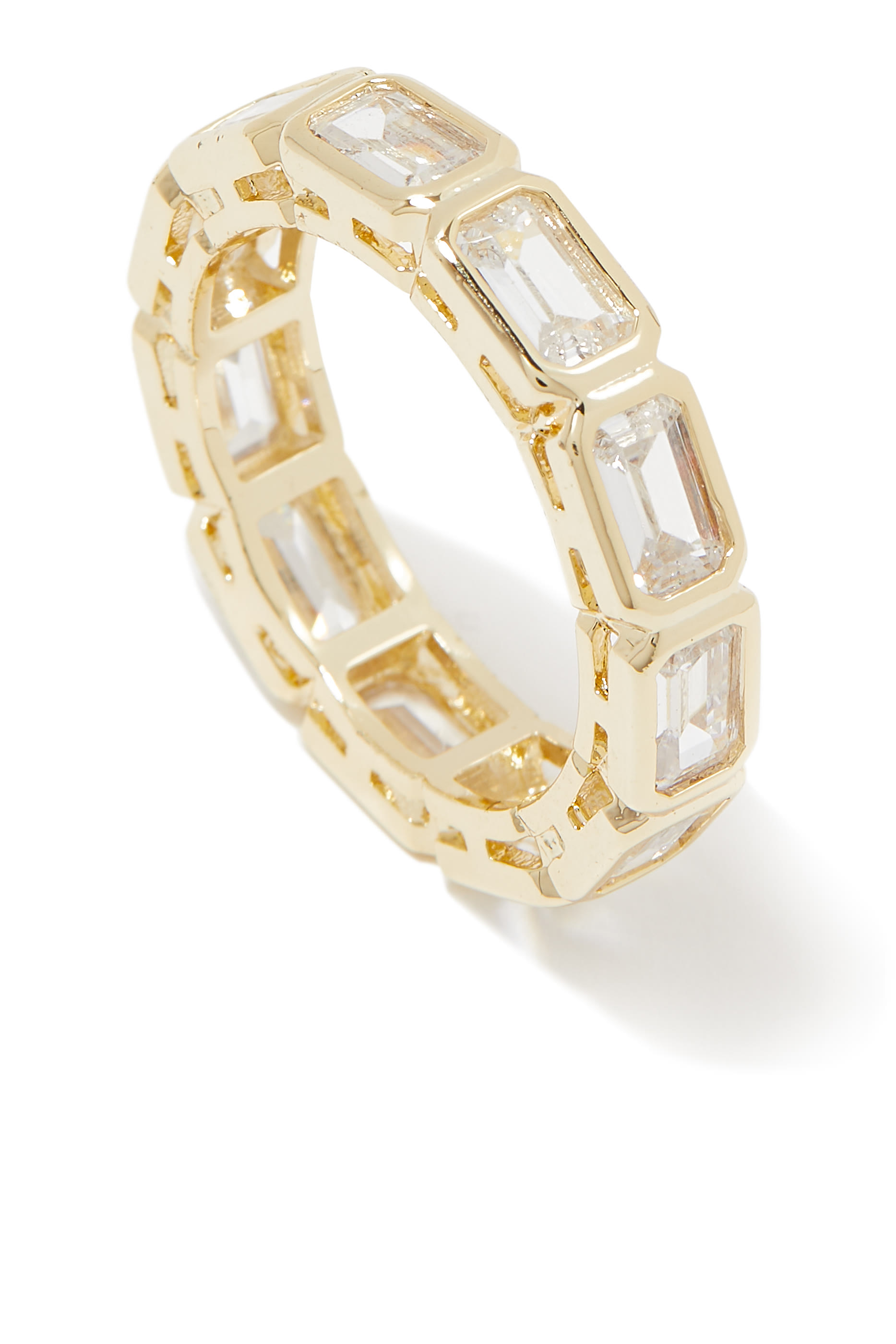 Emerald-Cut Gold-Plated Eternity Ring