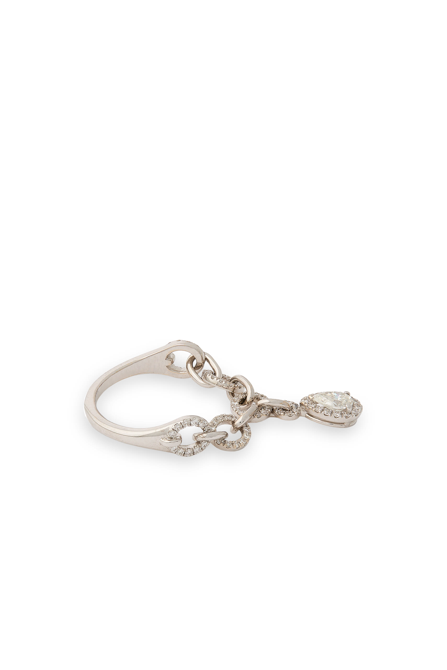 Single Chaines Ring, 18K White Gold & Diamonds
