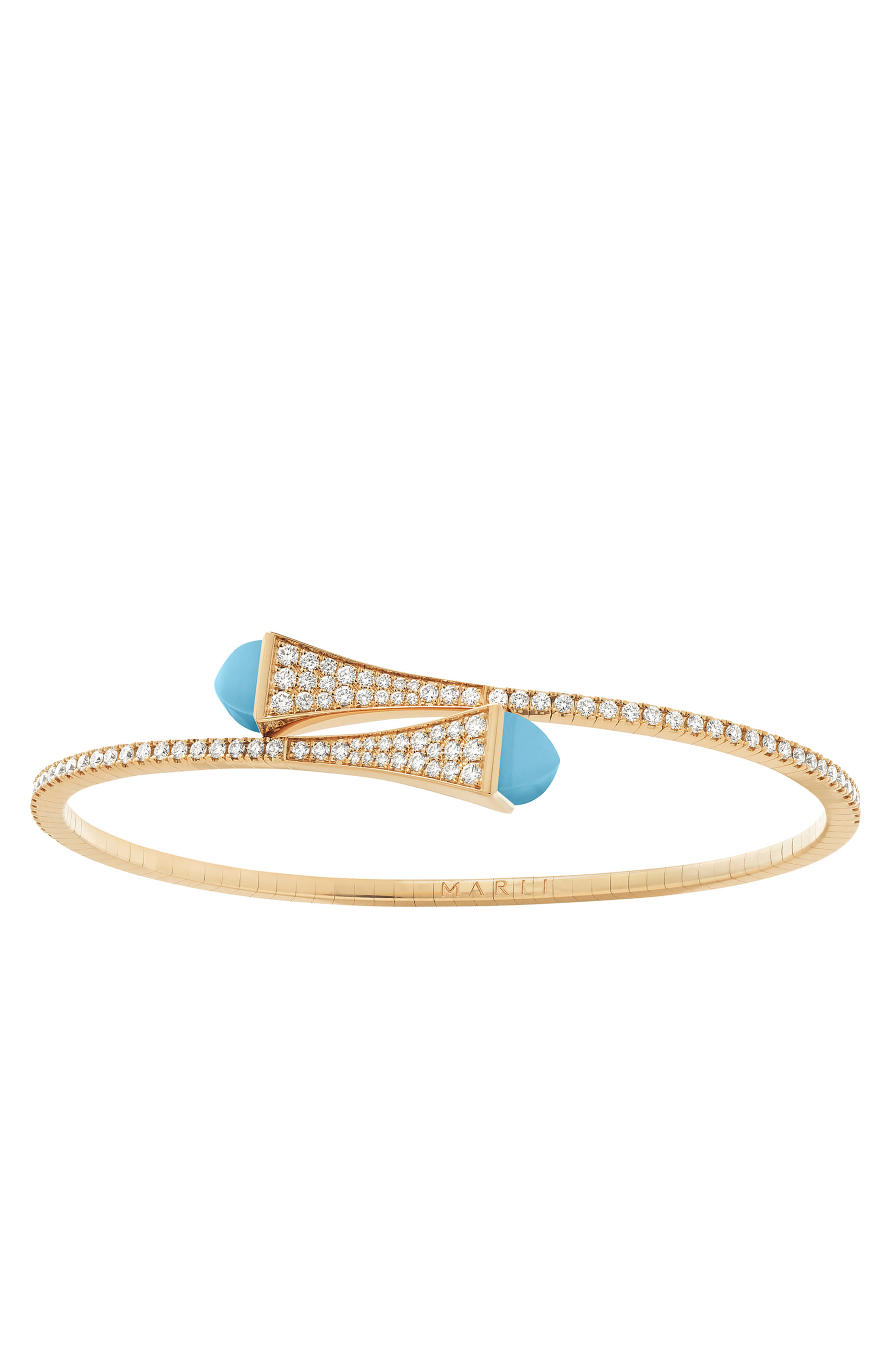 Cleo Diamond Midi Slip-On Bracelet, 18K Rose Gold with Turquoise & Diamond
