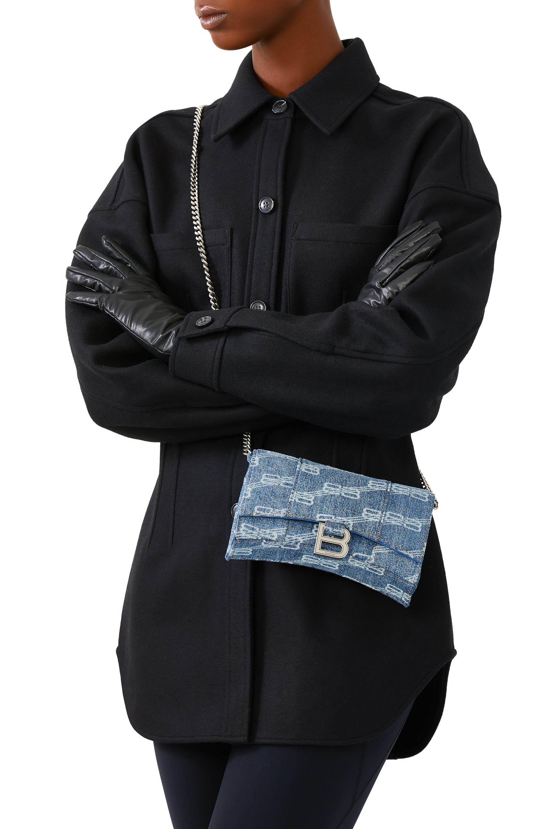 Denim Hourglass Wallet With Chain