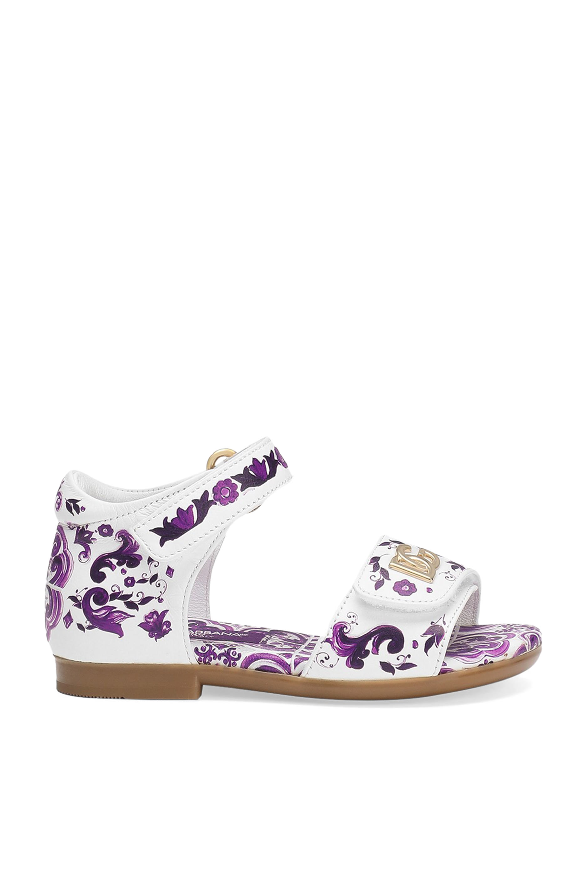 Kids Majolica-Print Leather Sandals