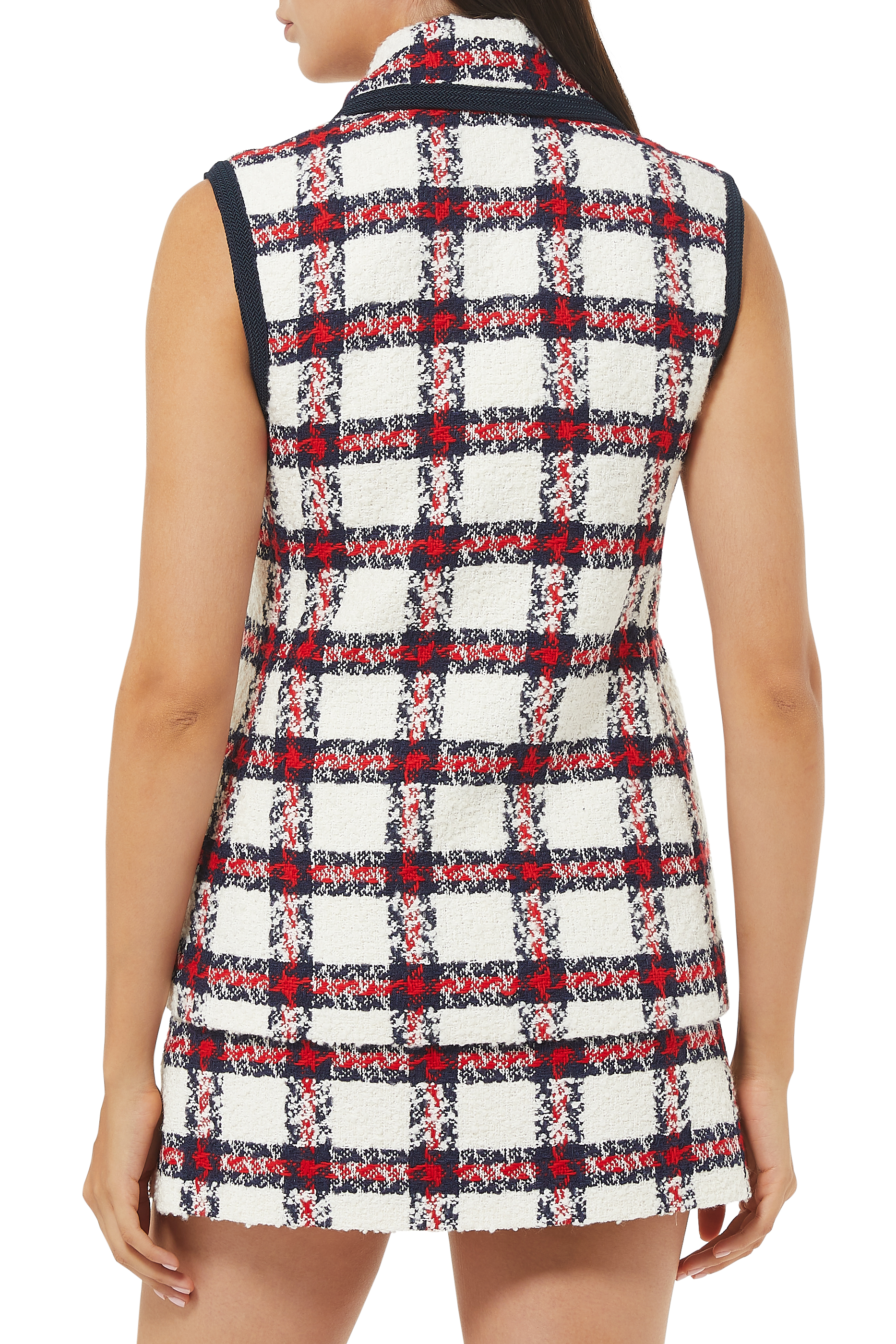 Check Tweed Sleeveless Jacket