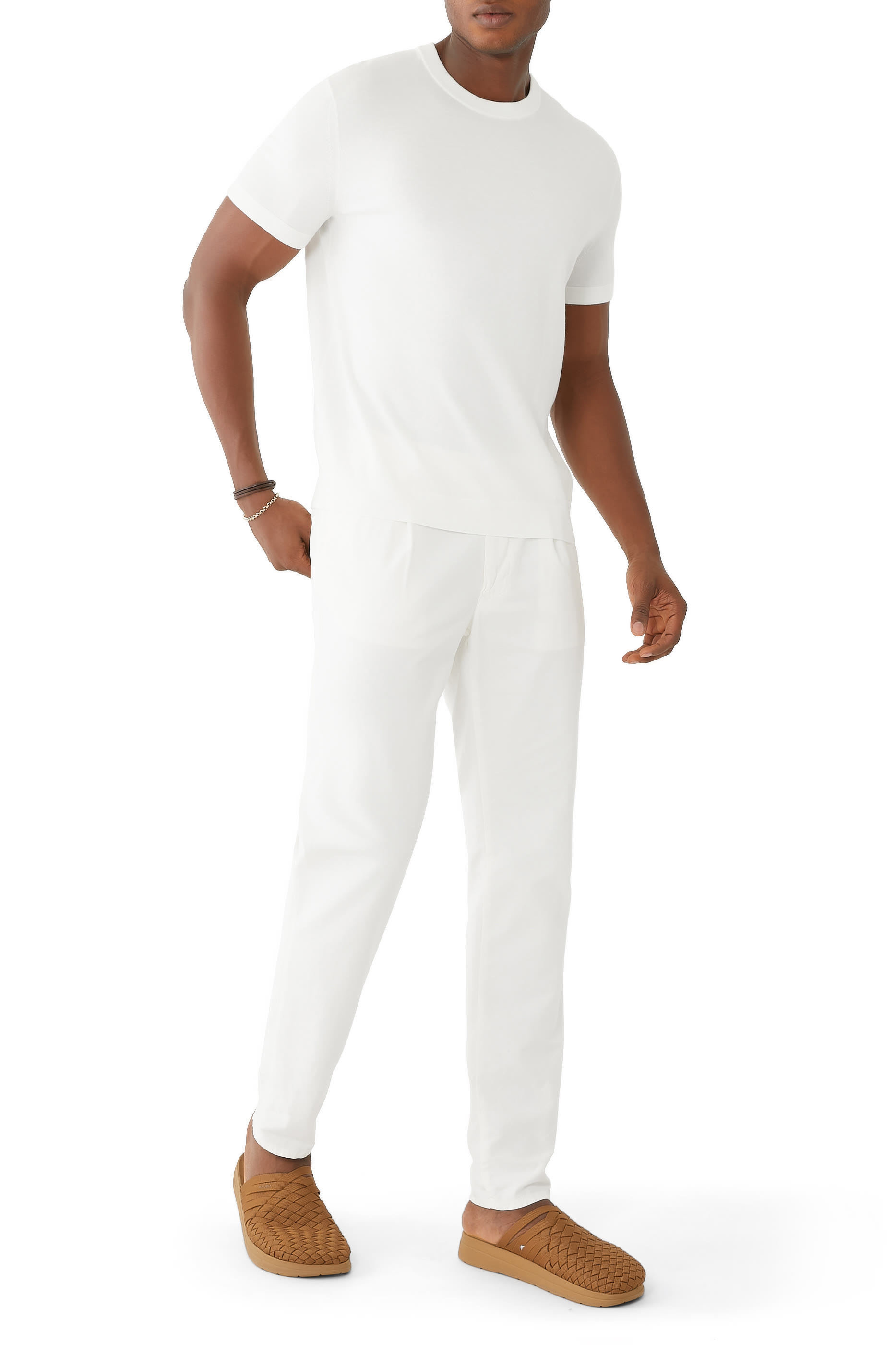 Sarior Short-Sleeve Sweater in Light Bilen