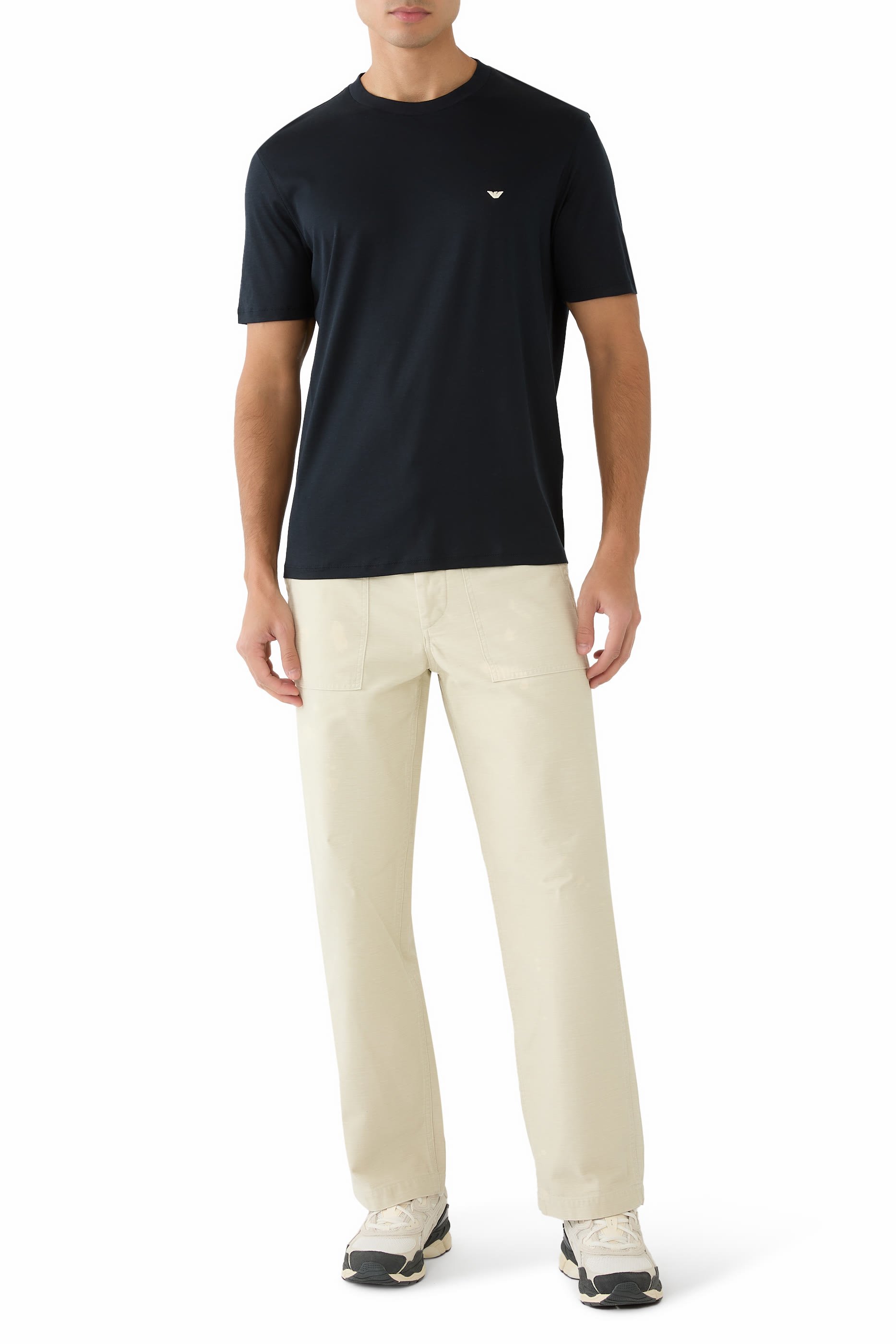 Embossed Eagle Embroidery Lyocell-Blend Jersey T-Shirt