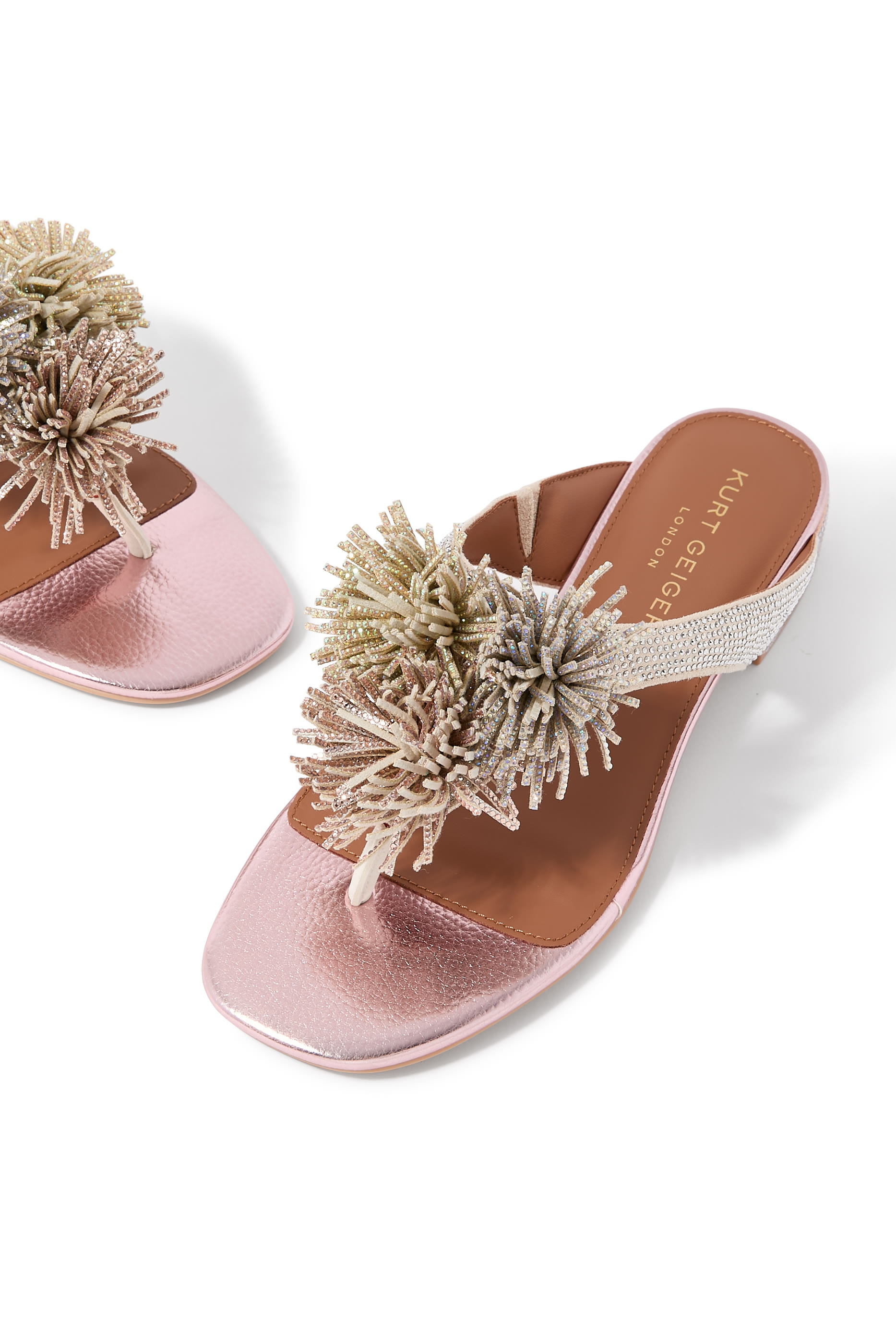 Pom Pom T-Bar Flat Sandals