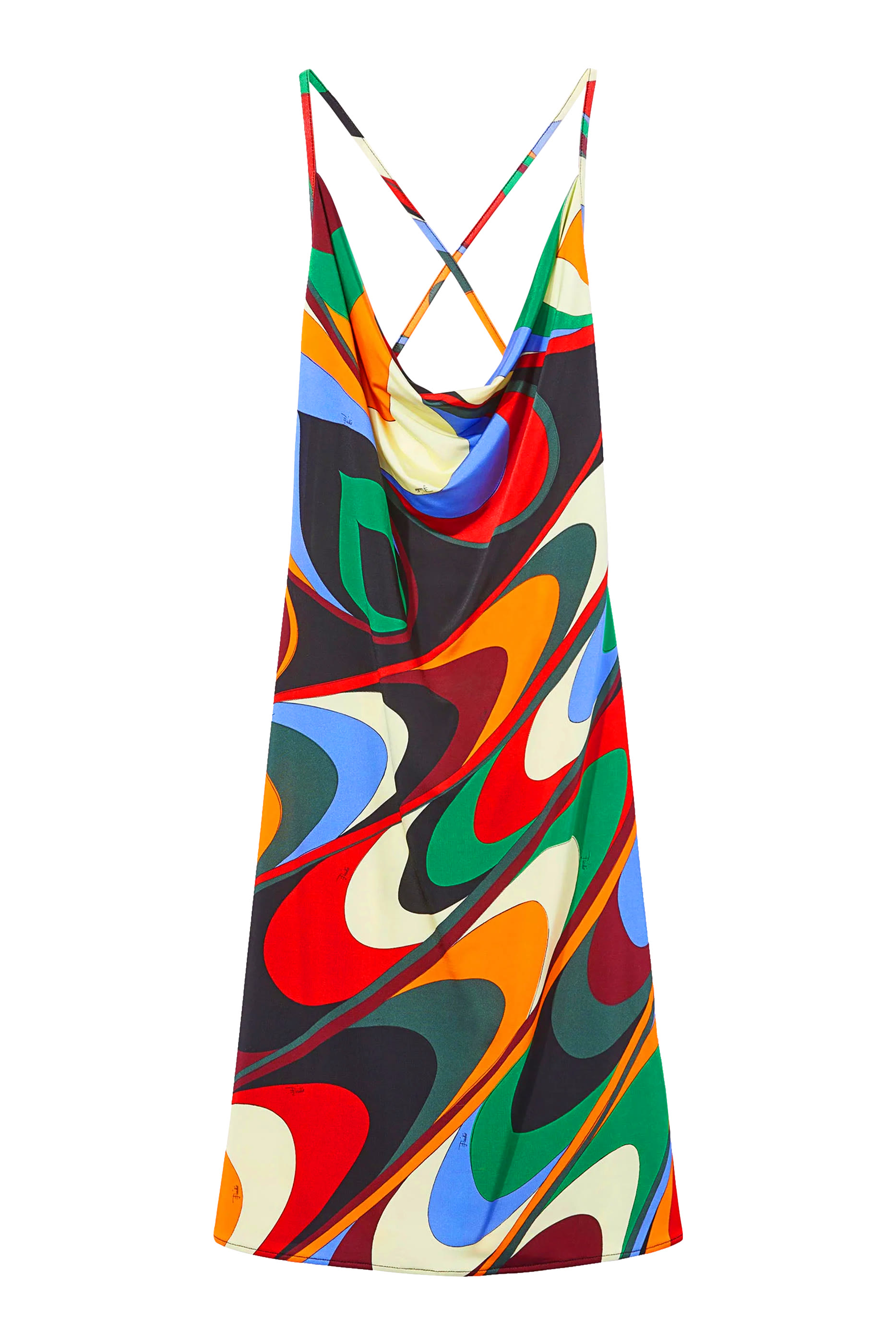 Printed Cowl-Neck Mini Dress