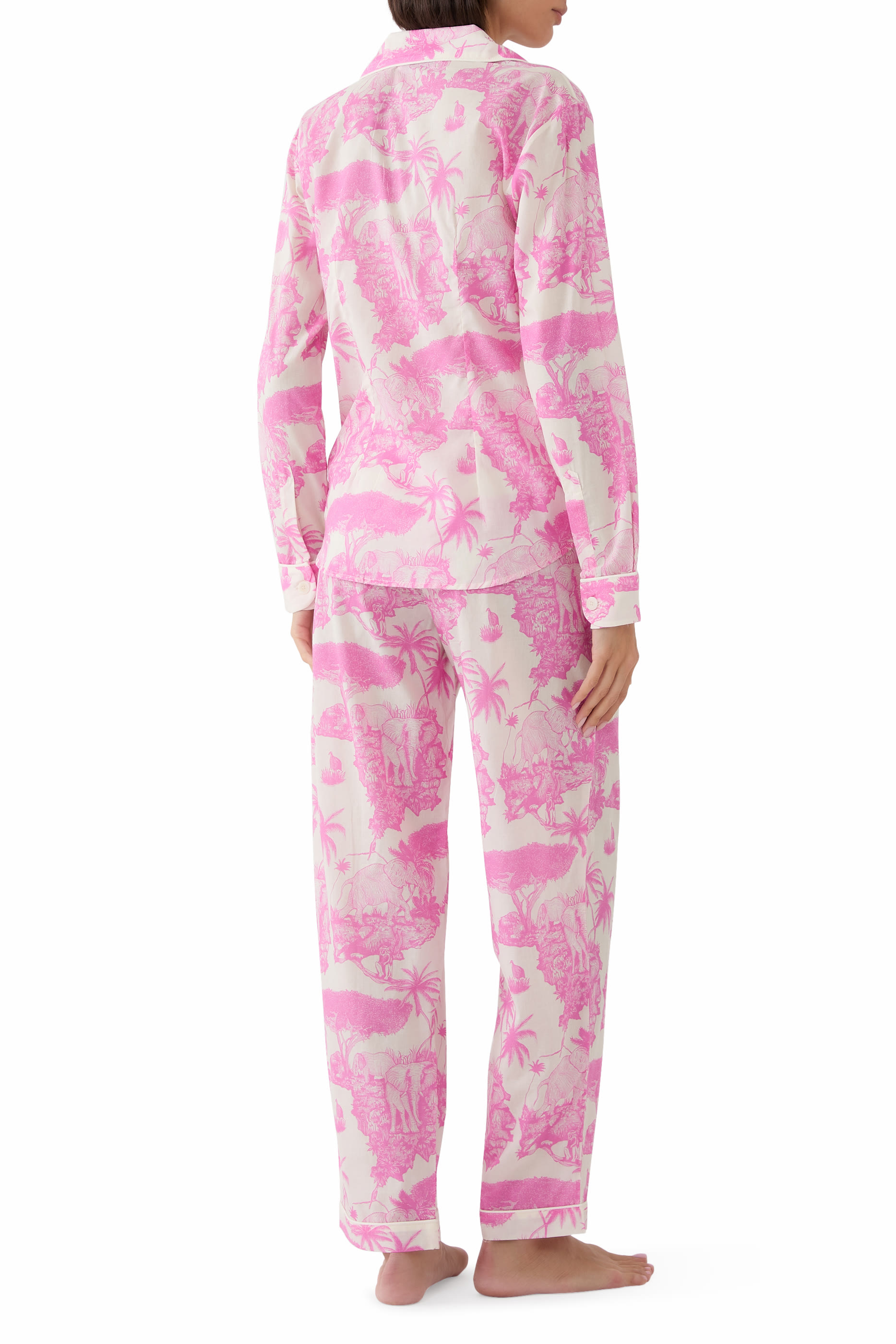 Elephant-Print Long Pajama Set