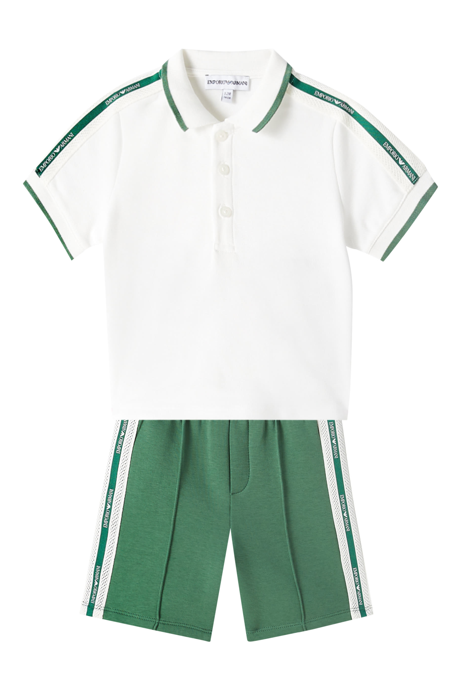 Kids Logo Tape Polo Shirt & Bermuda Shorts Set
