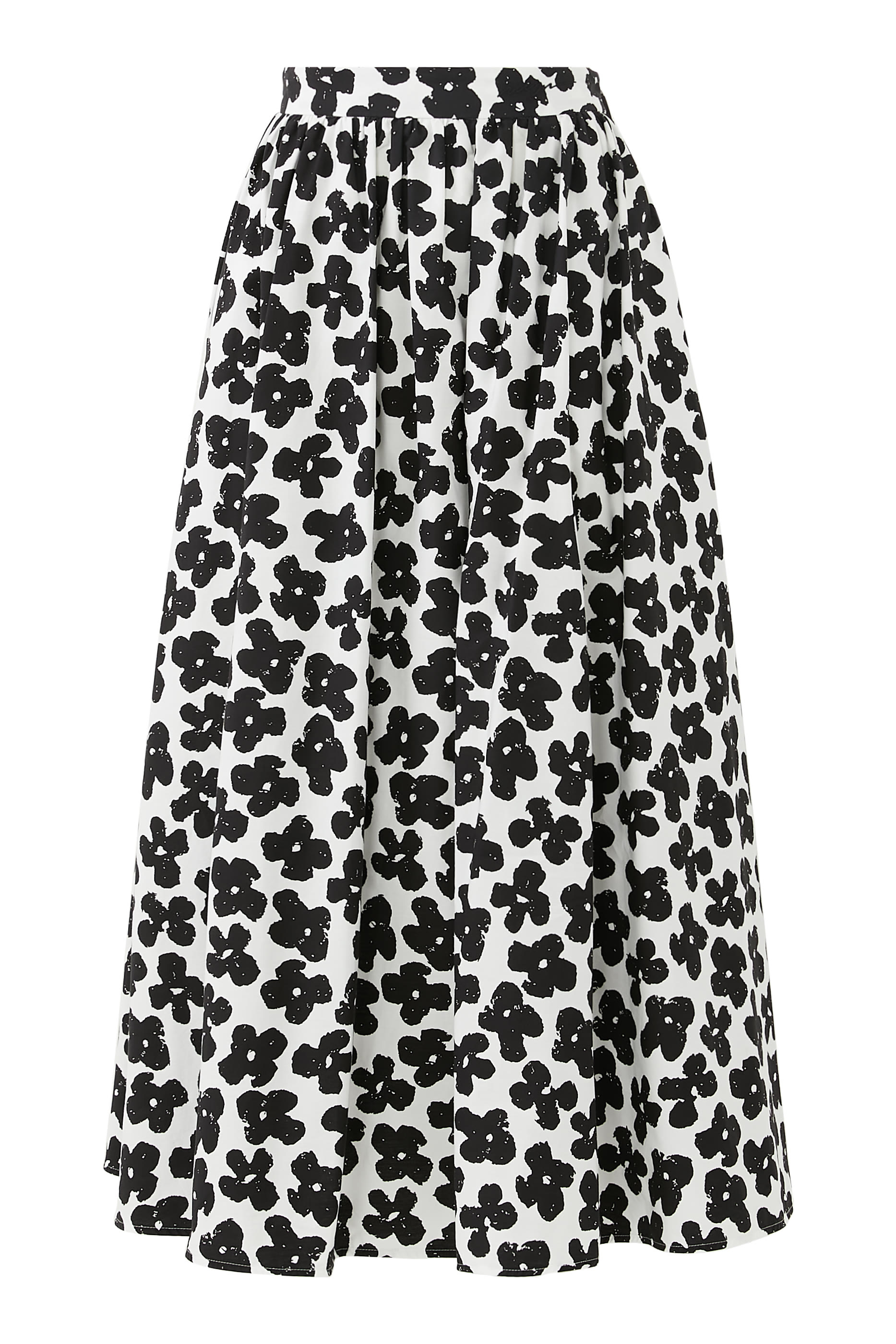 Puffy Flowers Fluid Midi Skirt