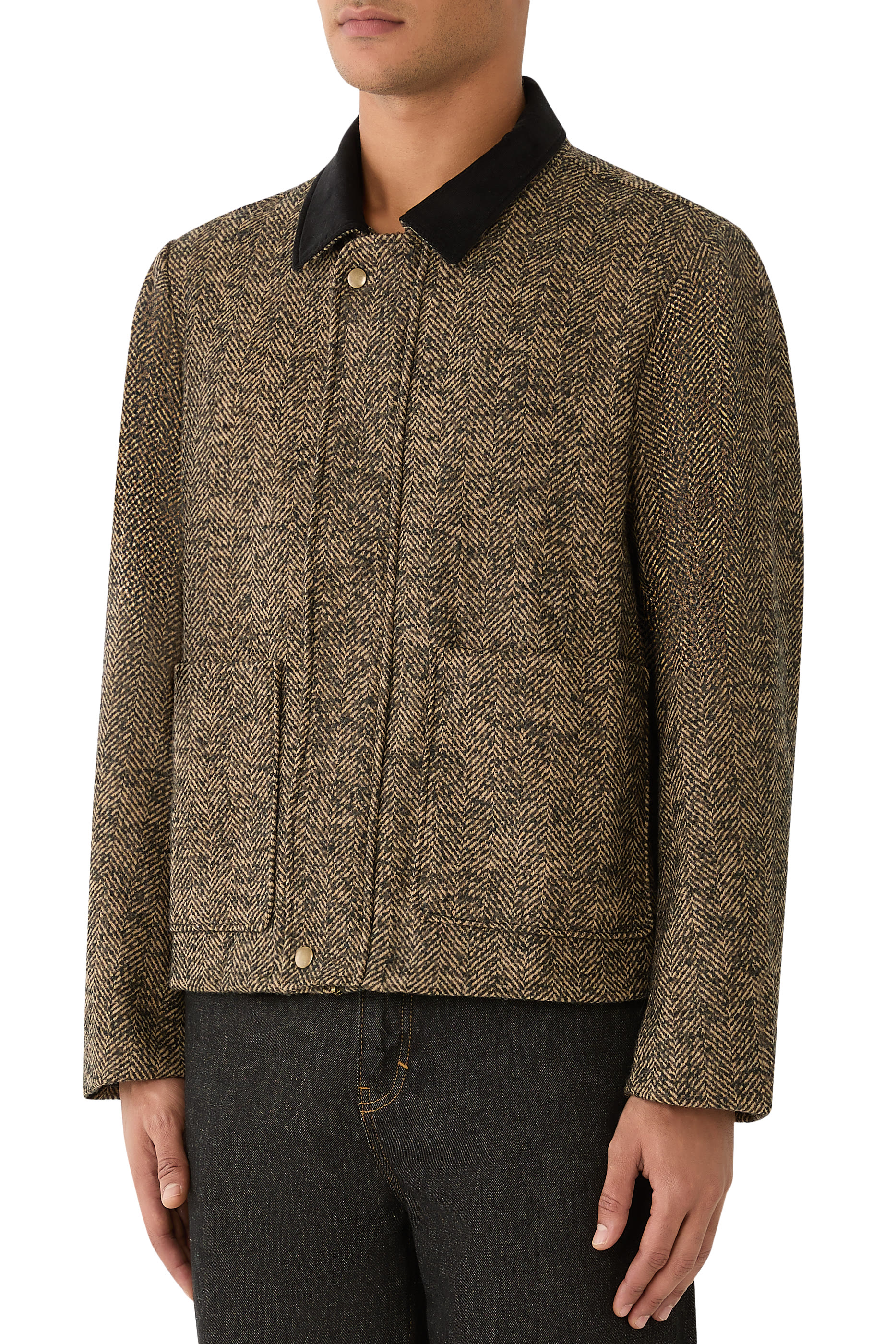 Contrast Collar Boxy Jacket