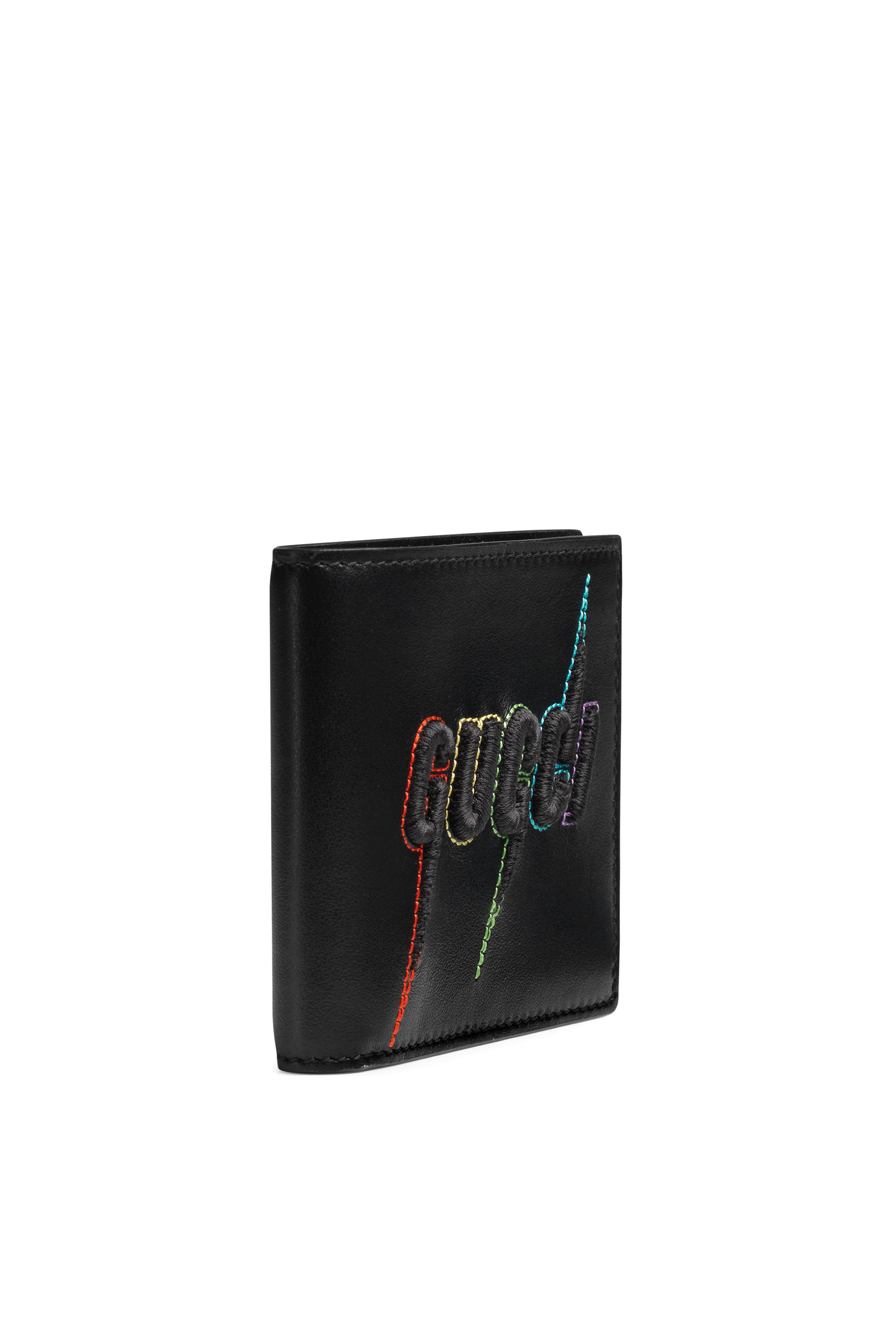 Leather Wallet With Gucci Blade Embroidery