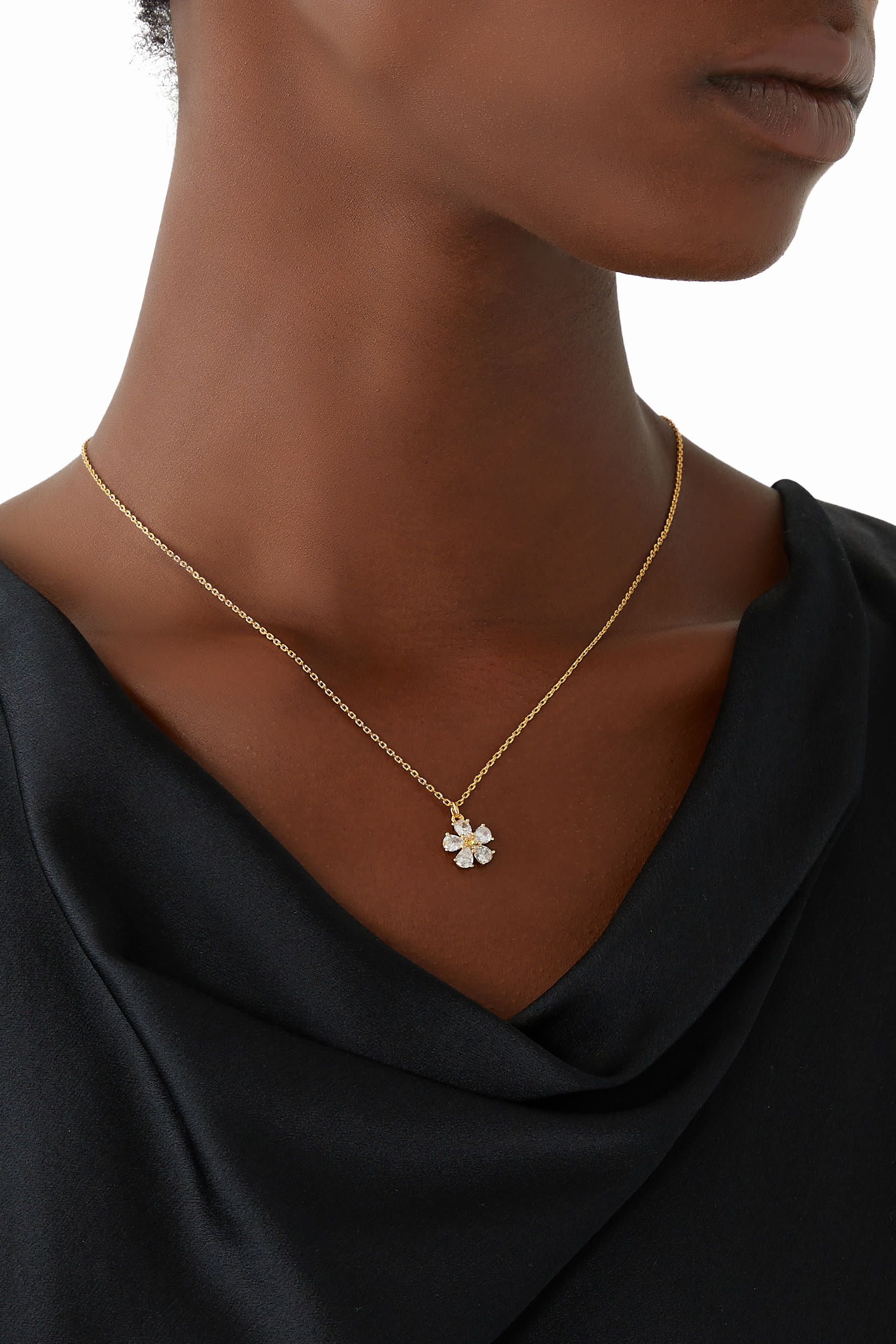 Bursting Blooms Pendant, Brass & Cubic Zirconia, Czech Glass Stone, Resin