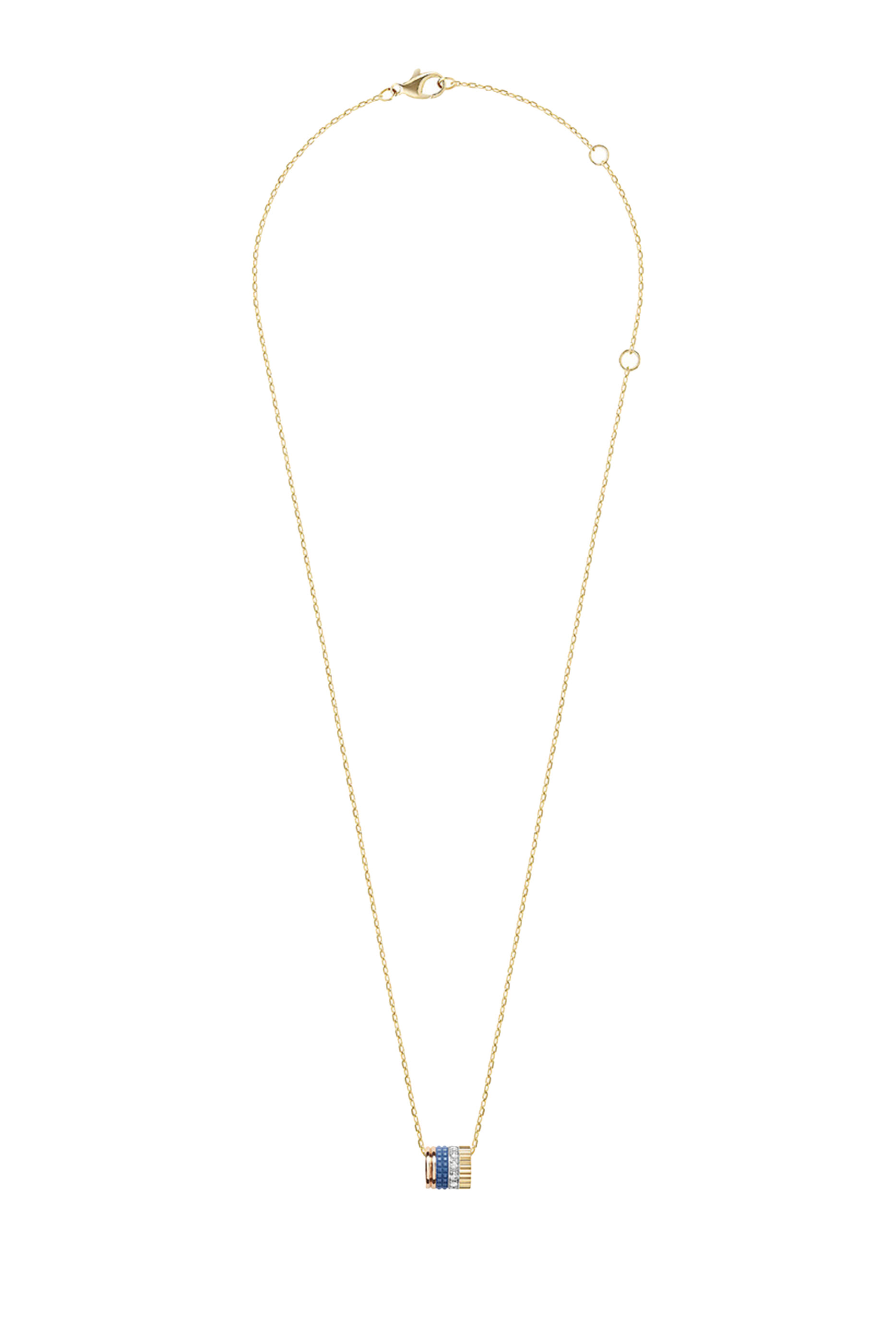 Quatre Edition Pendant S Motif, 18k Yellow Gold, White Gold, Pink Gold & Blue Ceramic